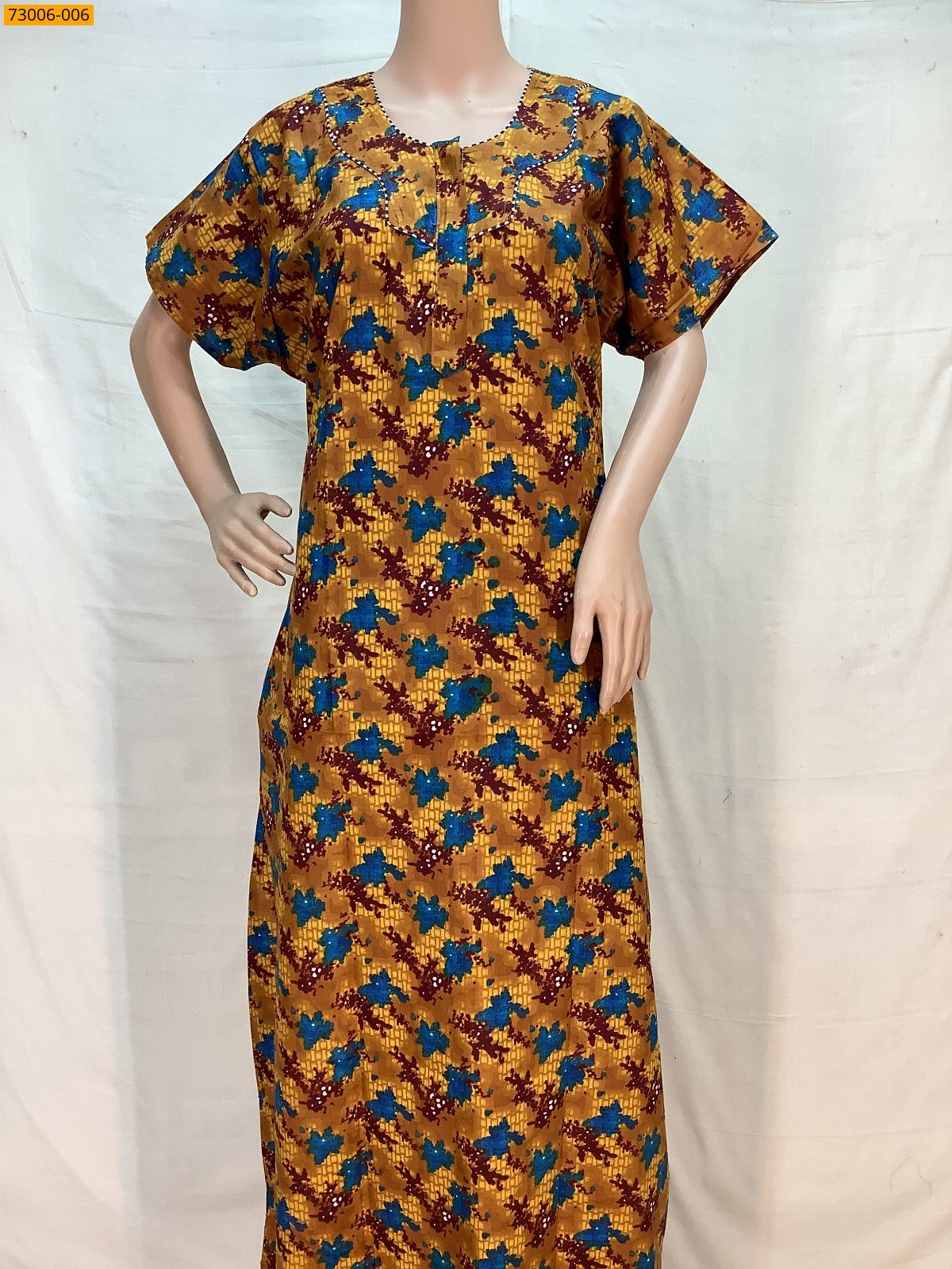 Yellow Cotton Printed Galaxy Nighty