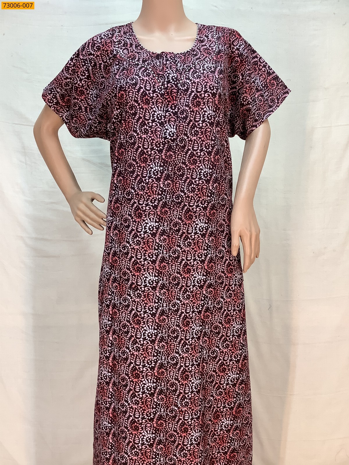 Brown Cotton Printed Galaxy Nighty