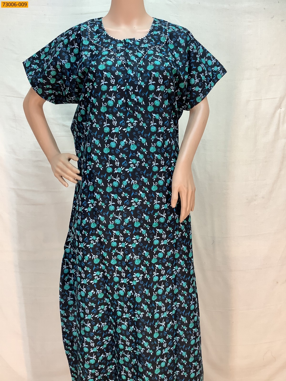 Black Cotton Printed Galaxy Nighty