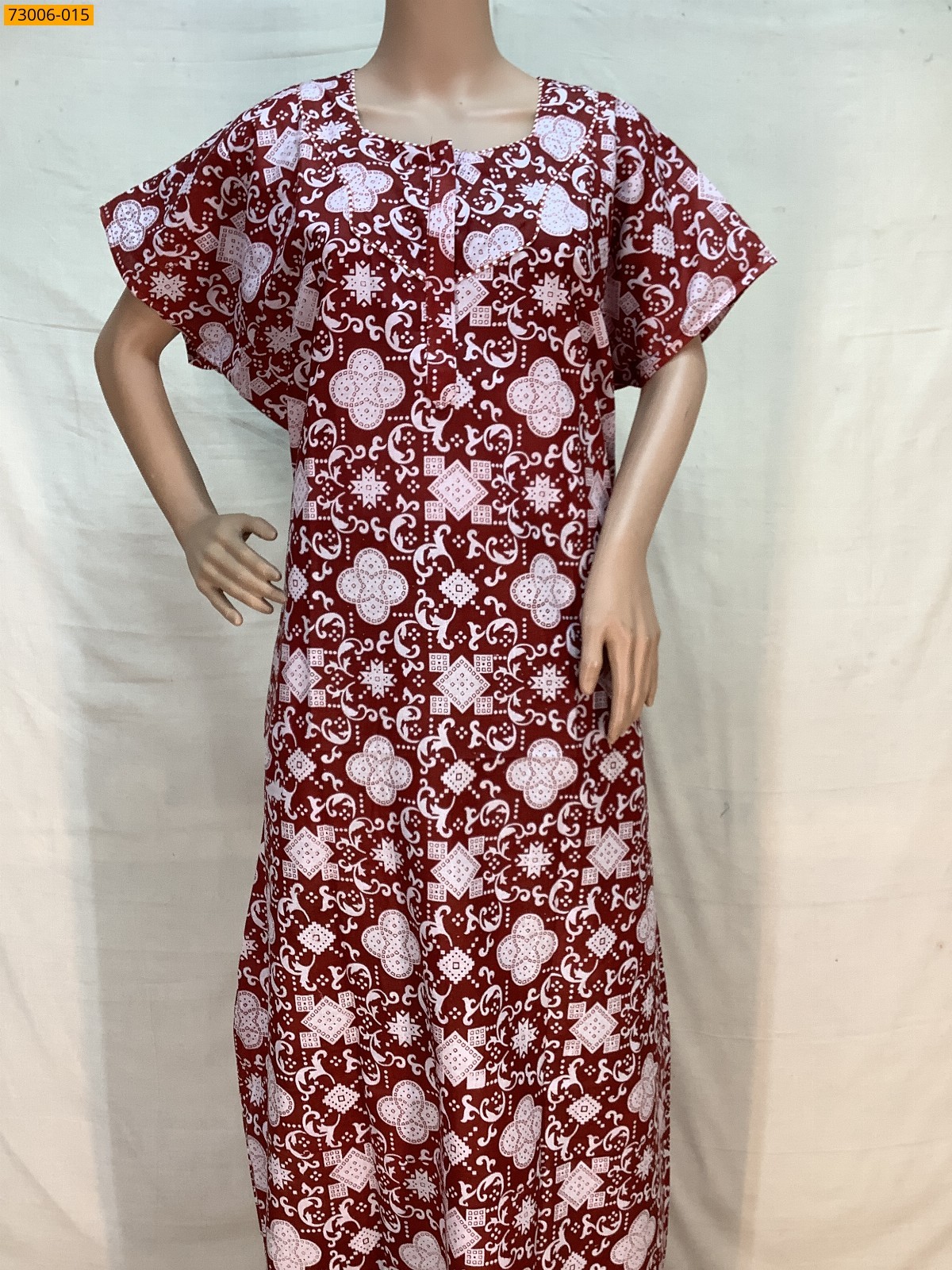 Maroon Cotton Printed Galaxy Nighty