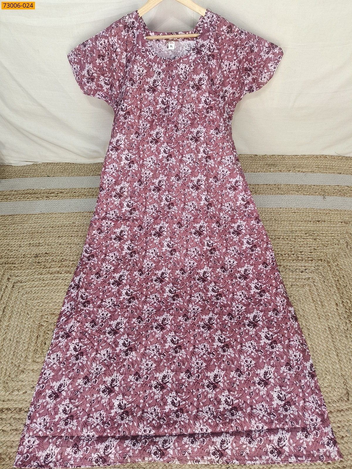 Onion Pink Cotton Printed Galaxy Nighty