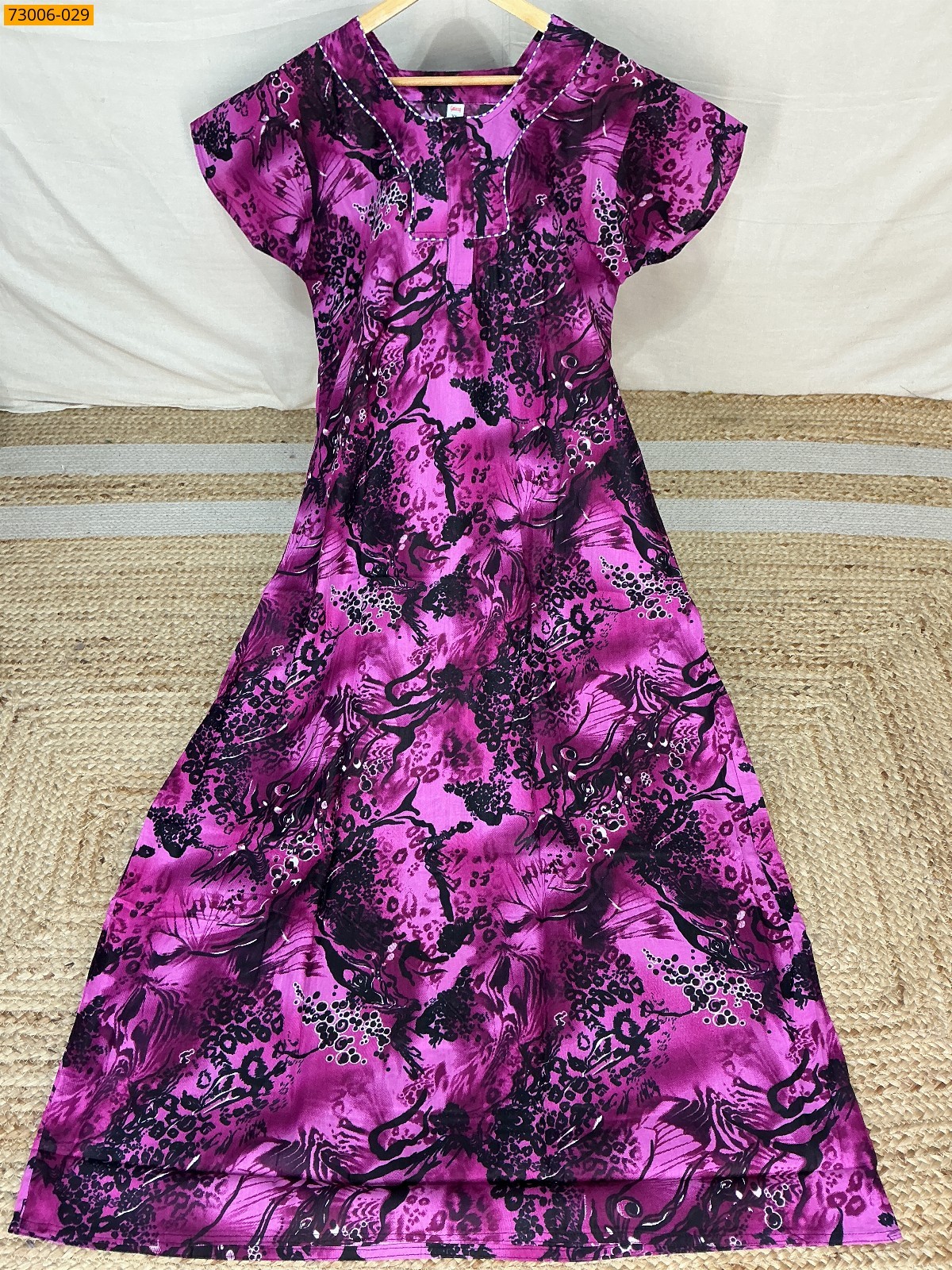 Lavendar Cotton Printed Galaxy Nighty