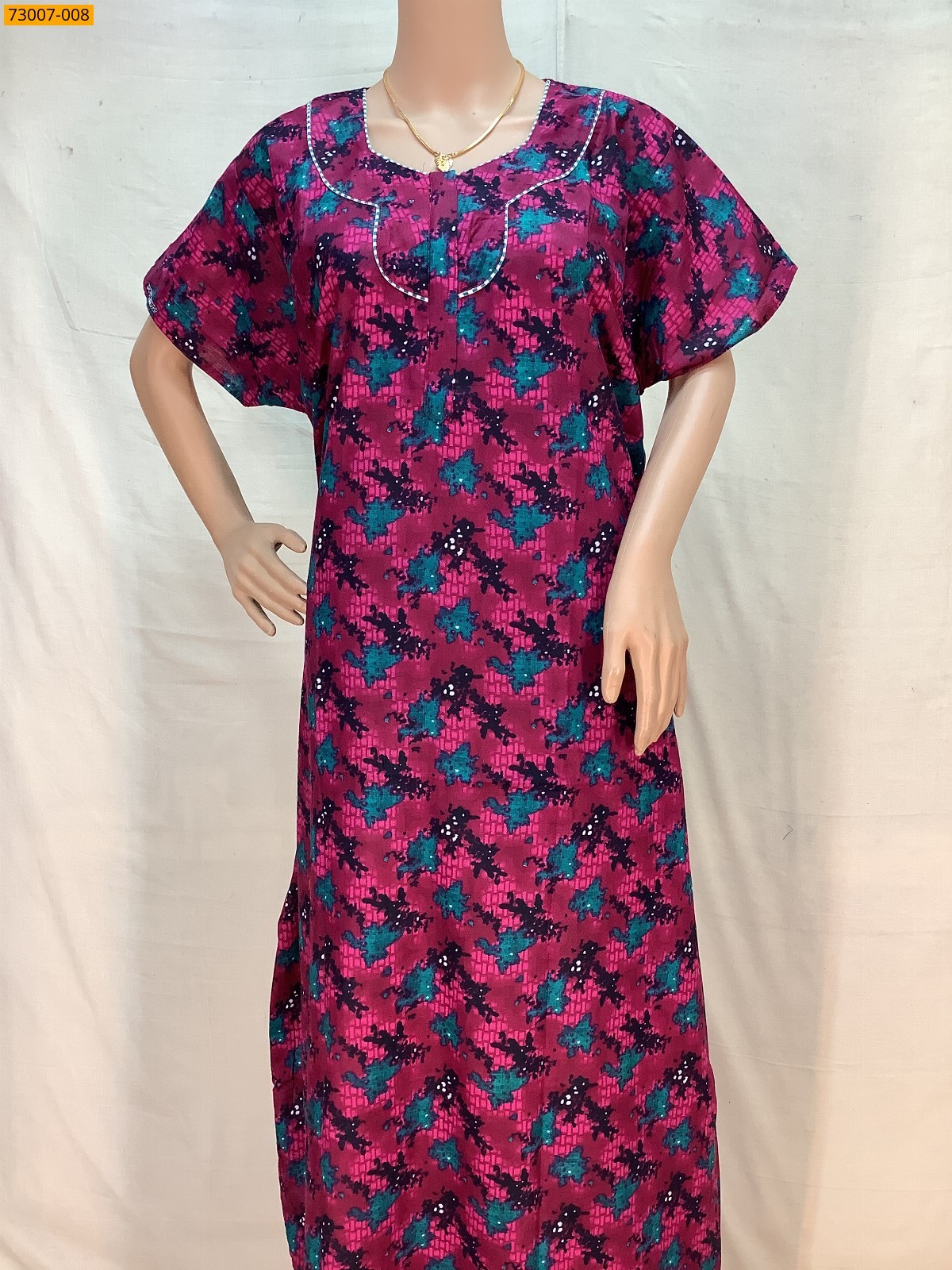 Pink Cotton Printed Galaxy Nighty
