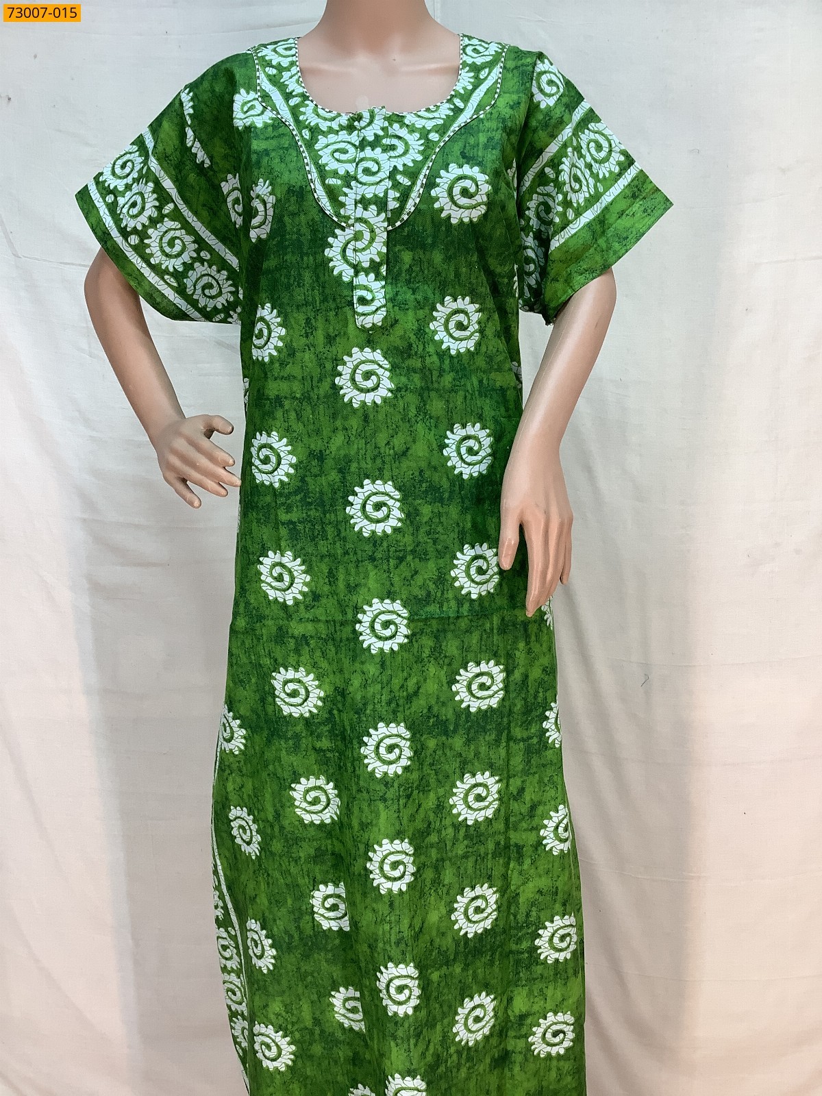 Green Cotton Printed Galaxy Nighty