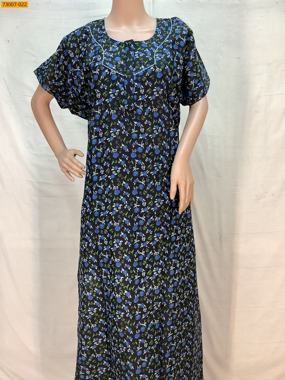 Black Cotton Printed Galaxy Nighty
