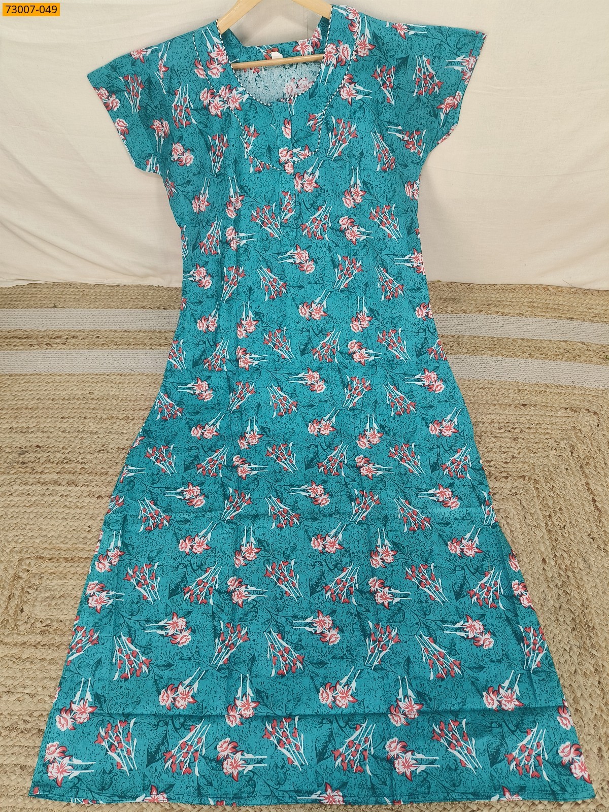 Rama Green Cotton Printed Galaxy Nighty