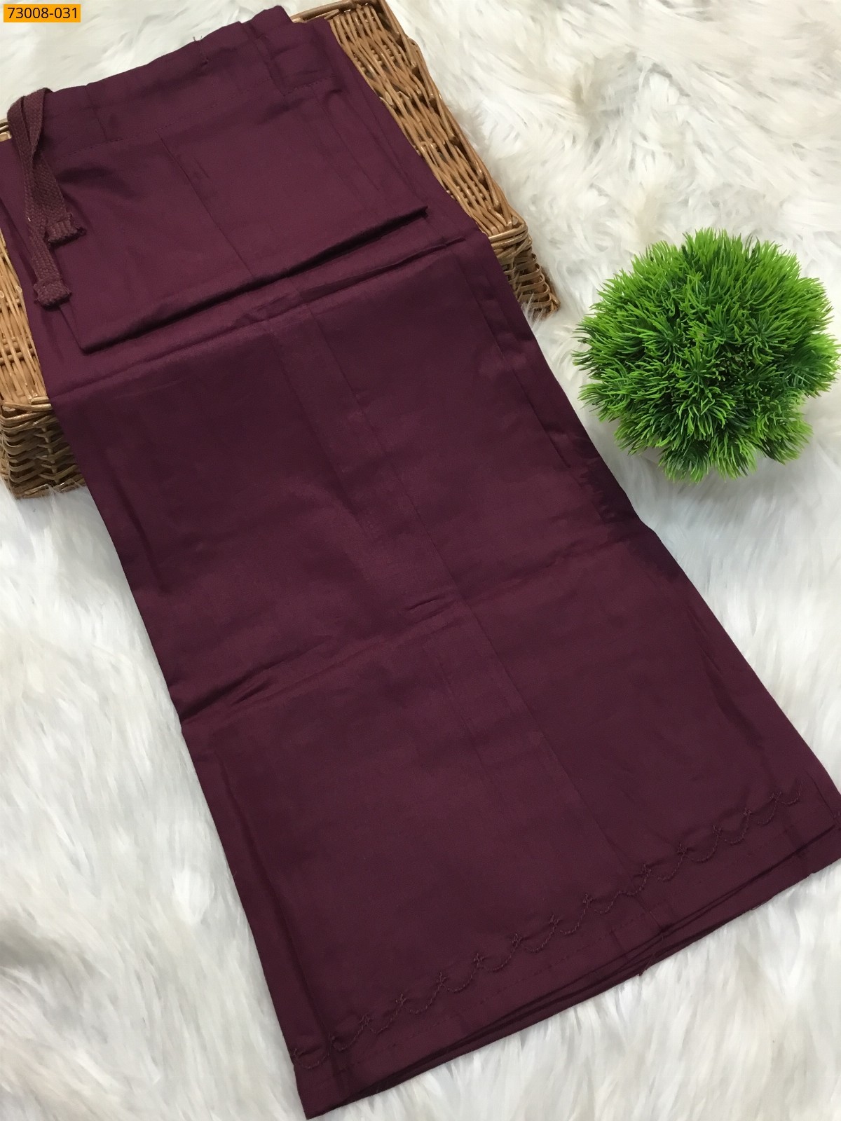Maroon Hansa cotton inskirt- 7 part