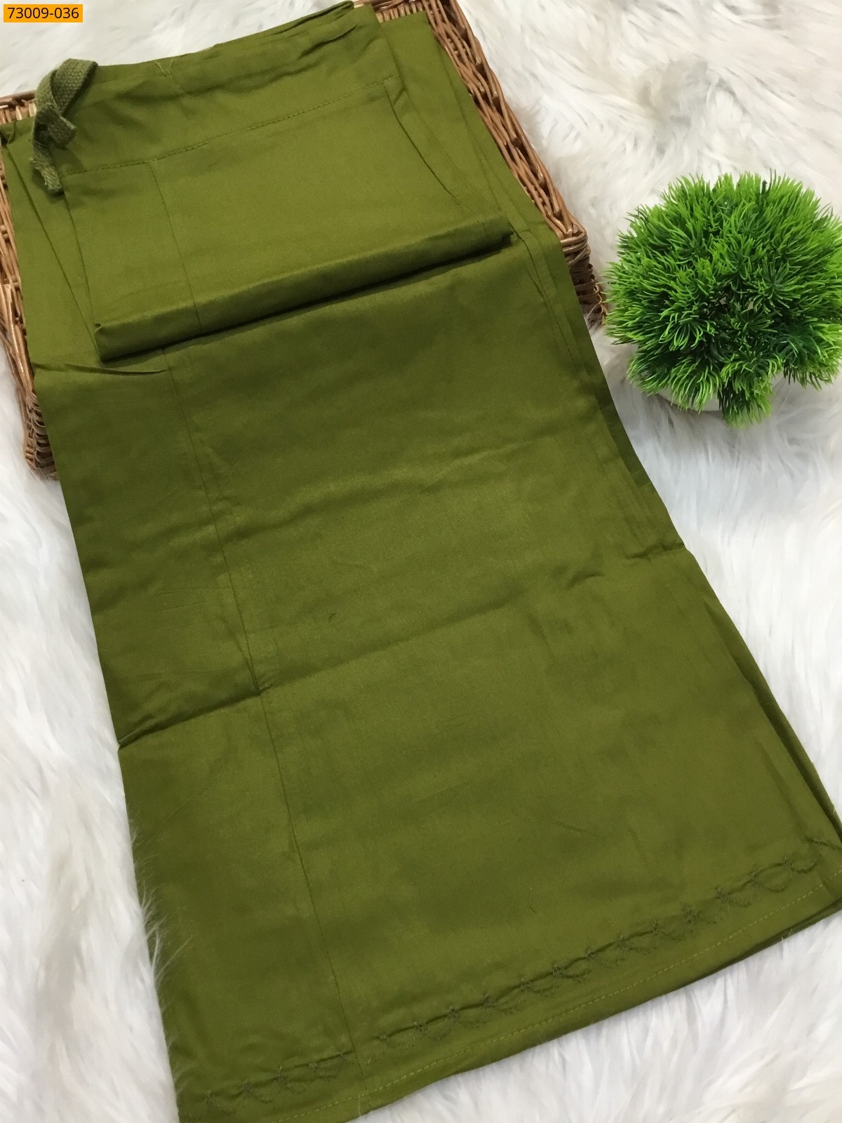 Olive Green Hansa cotton inskirt- 8 part
