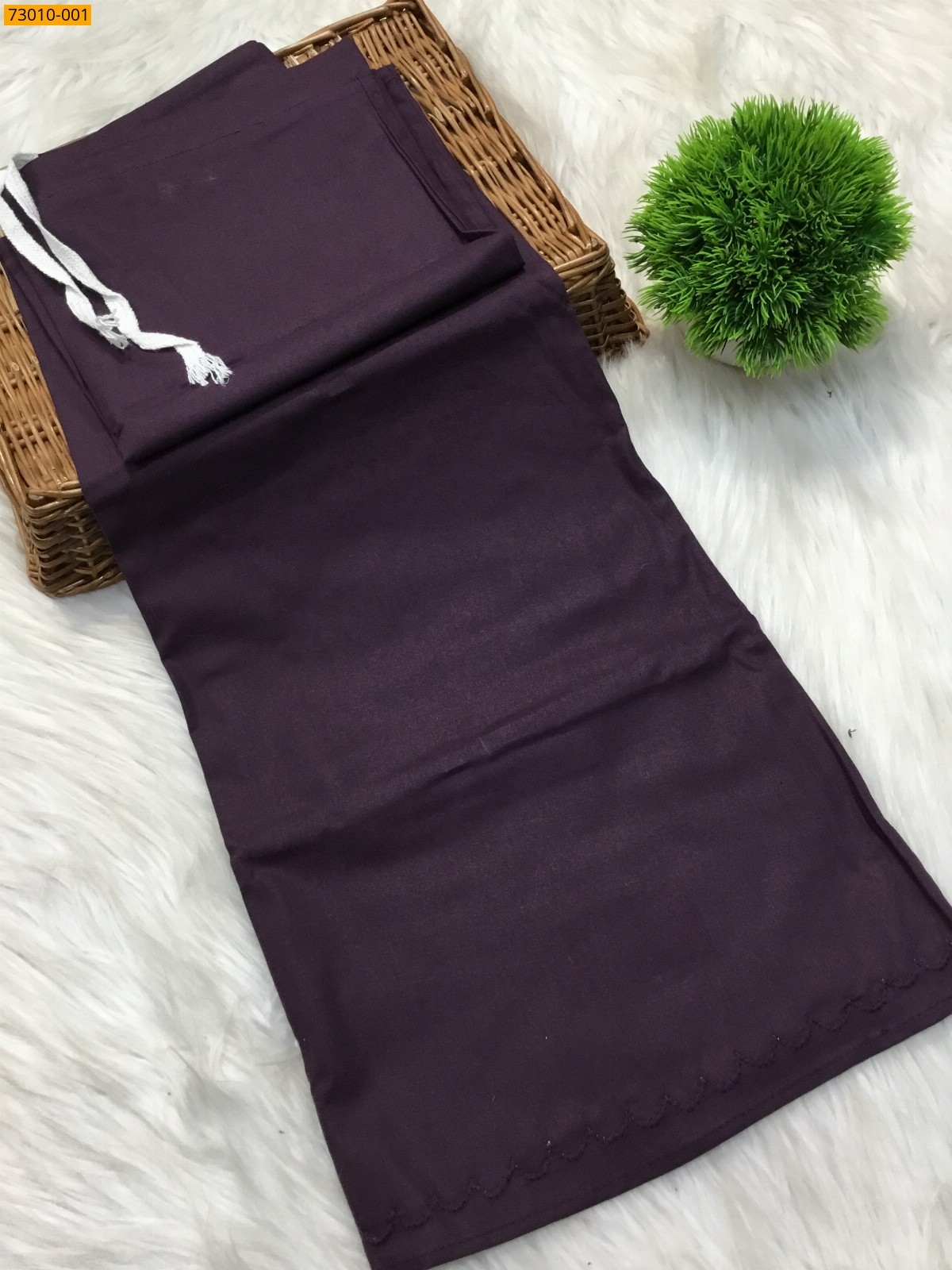 Wine Mangai Cotton Inskirt 7 Part