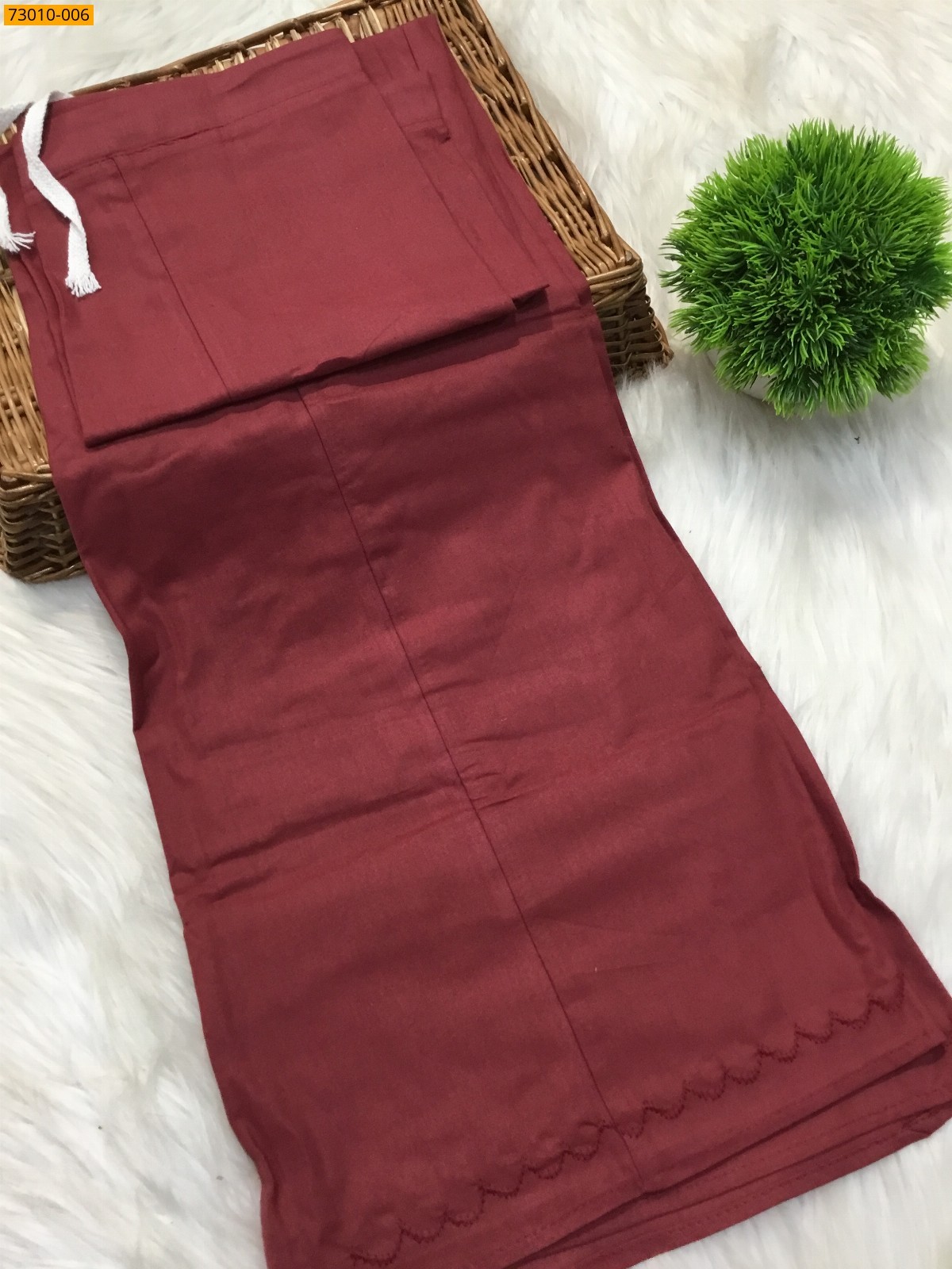 Maroon Mangai Cotton Inskirt 7 Part