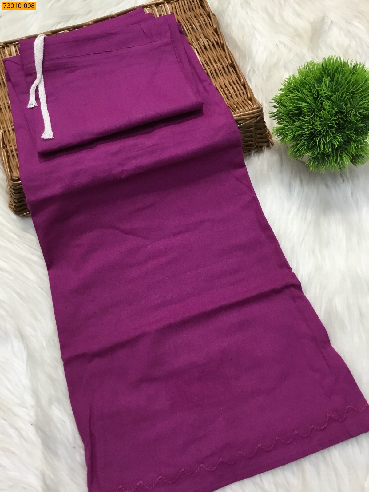 Purple Mangai Cotton Inskirt 7 Part