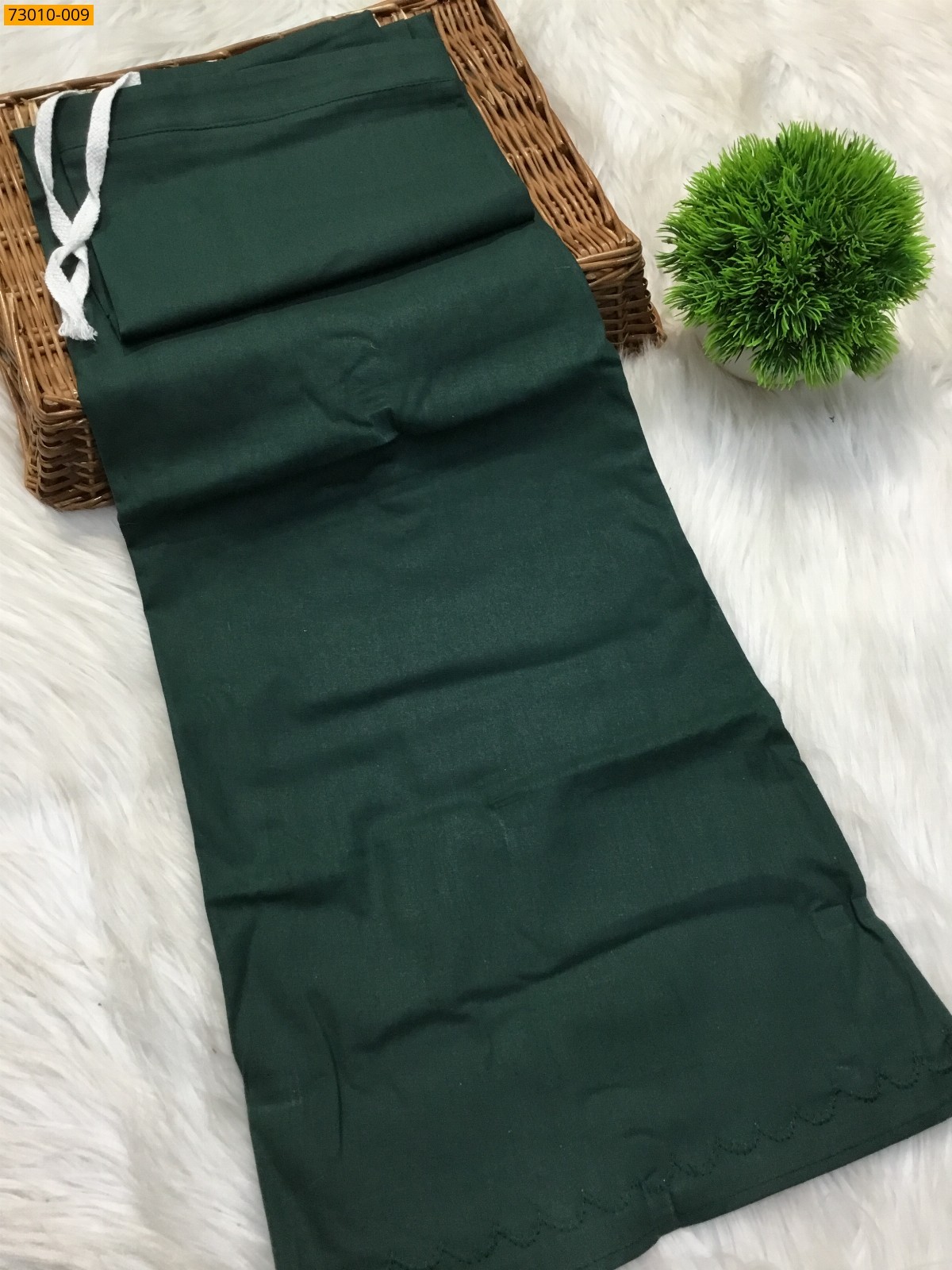 Dark Green Mangai Cotton Inskirt 7 Part