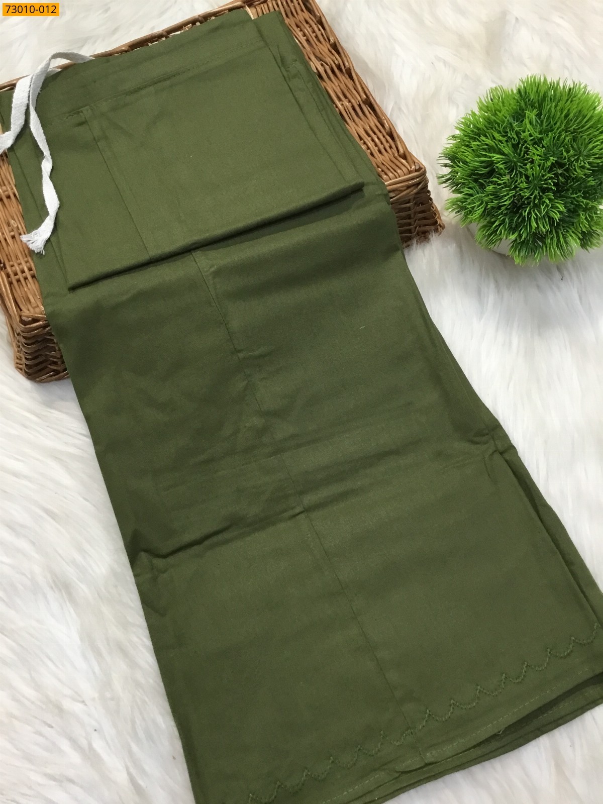 Dark Green Mangai Cotton Inskirt 7 Part