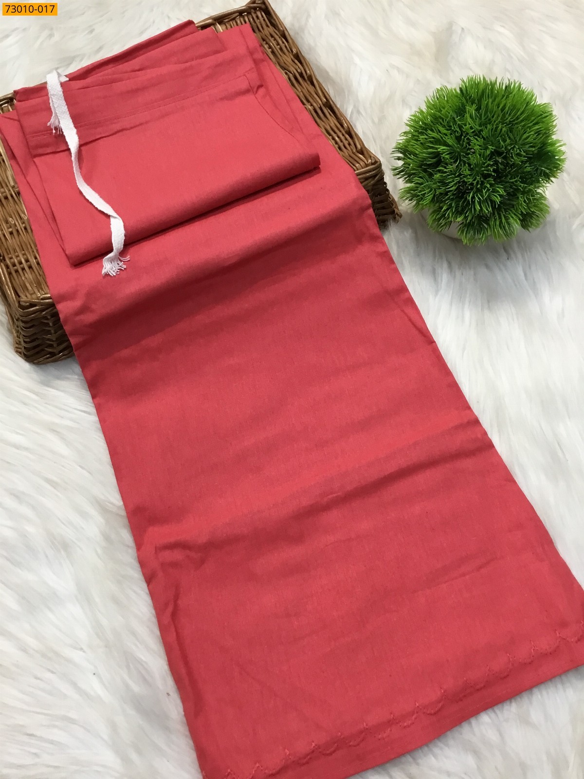 Red Mangai Cotton Inskirt 7 Part