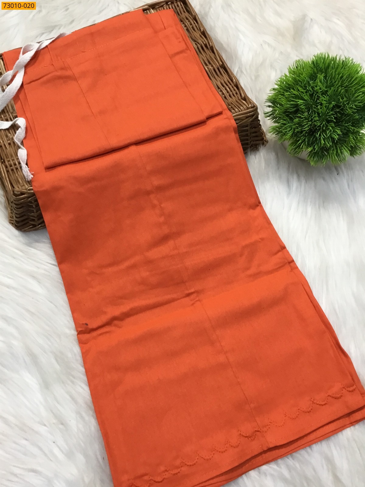 Orange Mangai Cotton Inskirt 7 Part