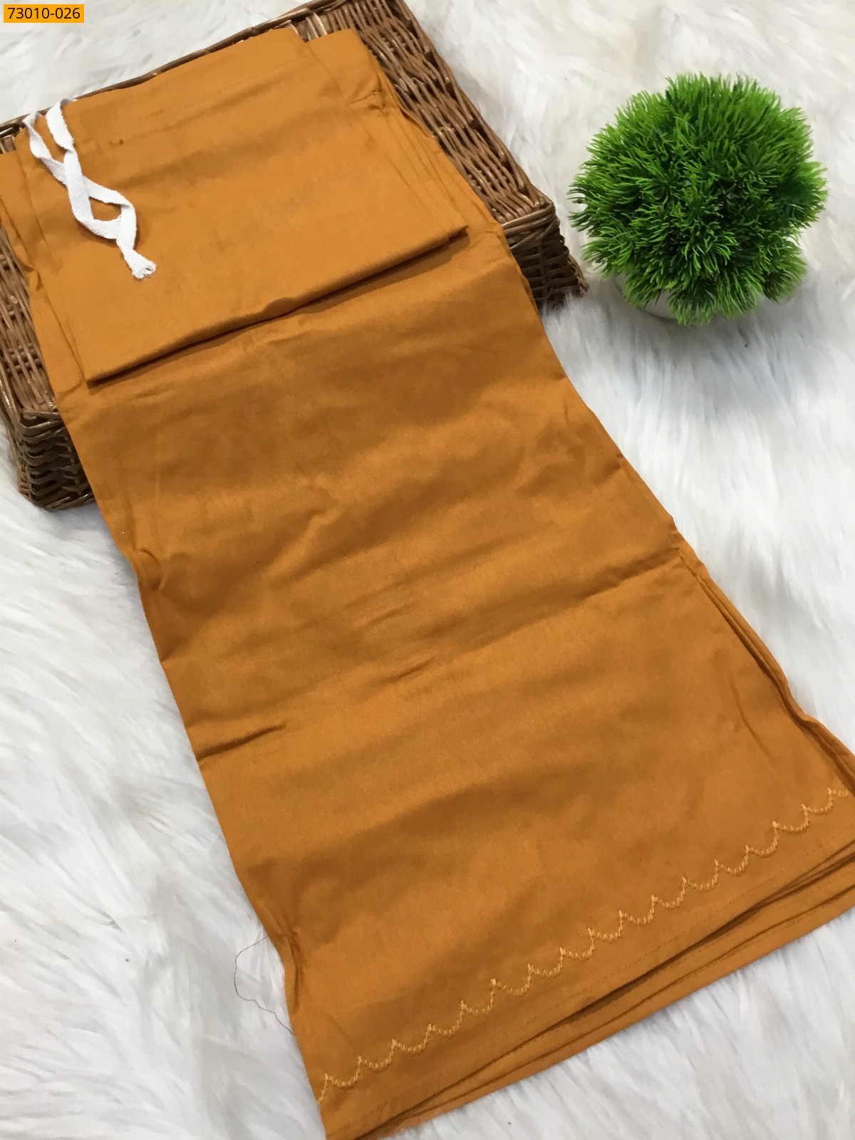 Yellow Mangai Cotton Inskirt 7 Part