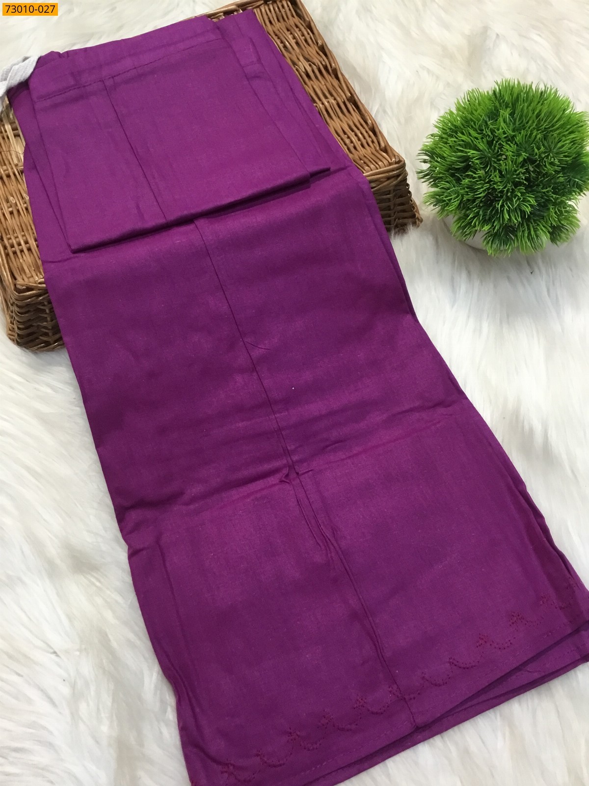 Purple Mangai Cotton Inskirt 7 Part