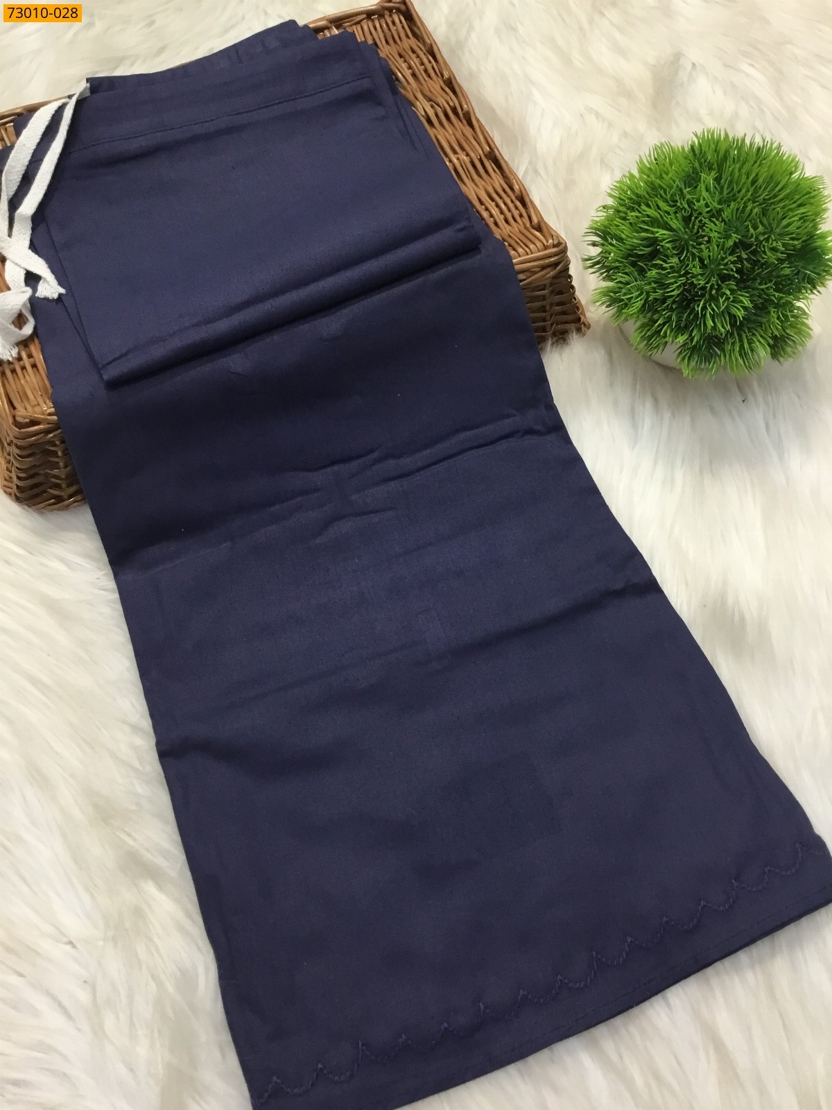Navy Blue Mangai Cotton Inskirt 7 Part