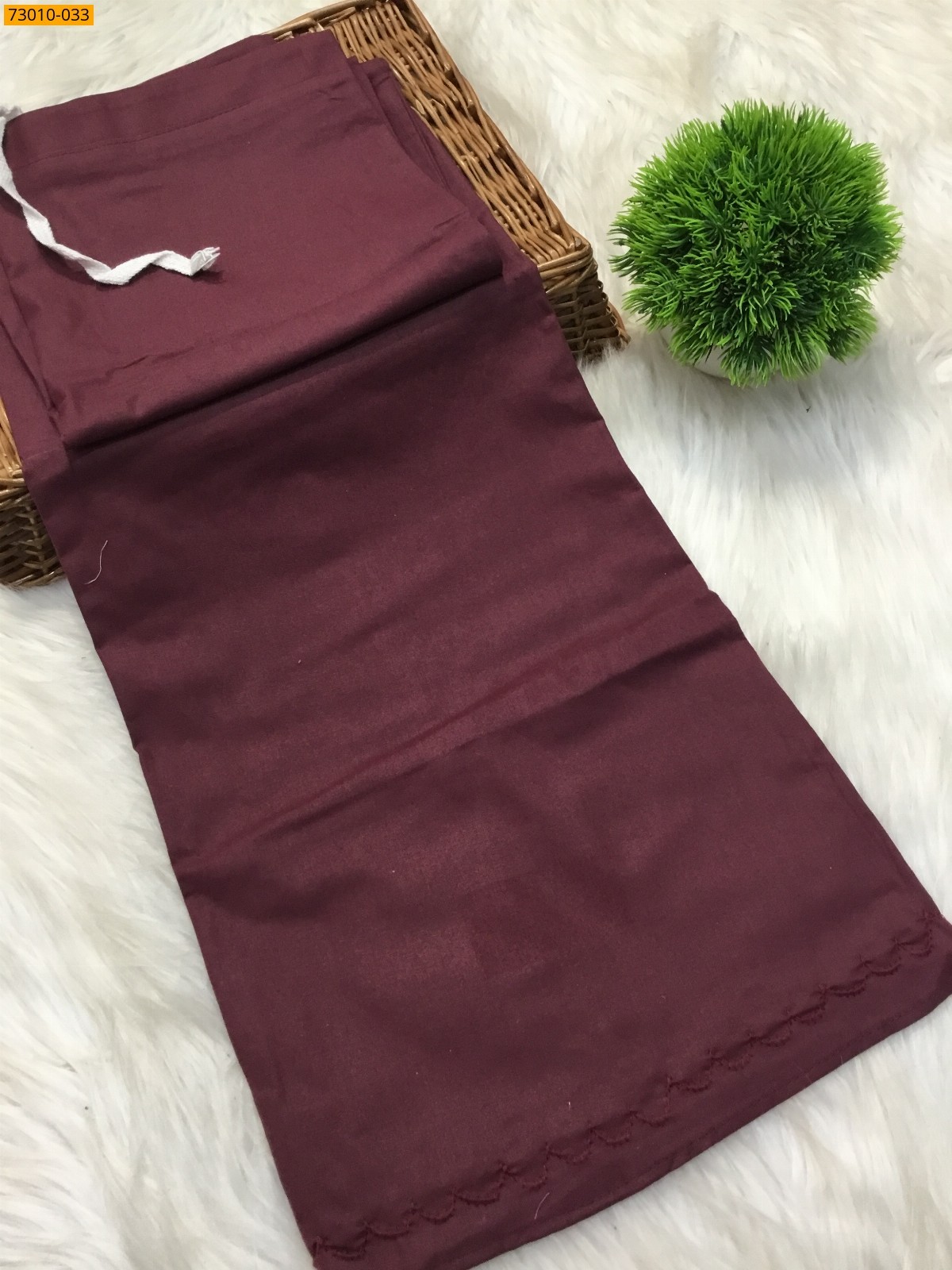 Maroon Mangai Cotton Inskirt 7 Part