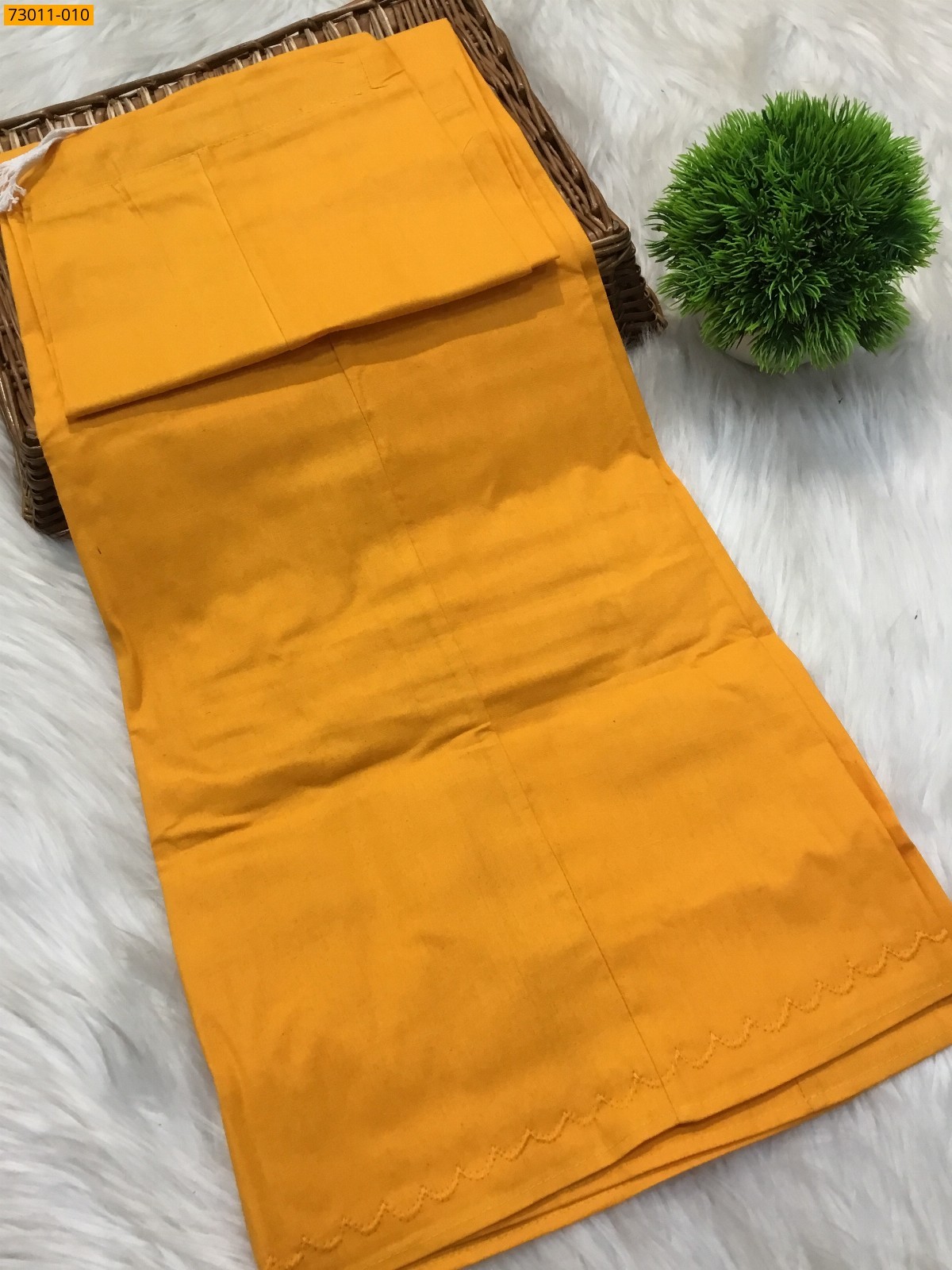 Yellow Premium Mangai Cotton Inskirt- 8 Part