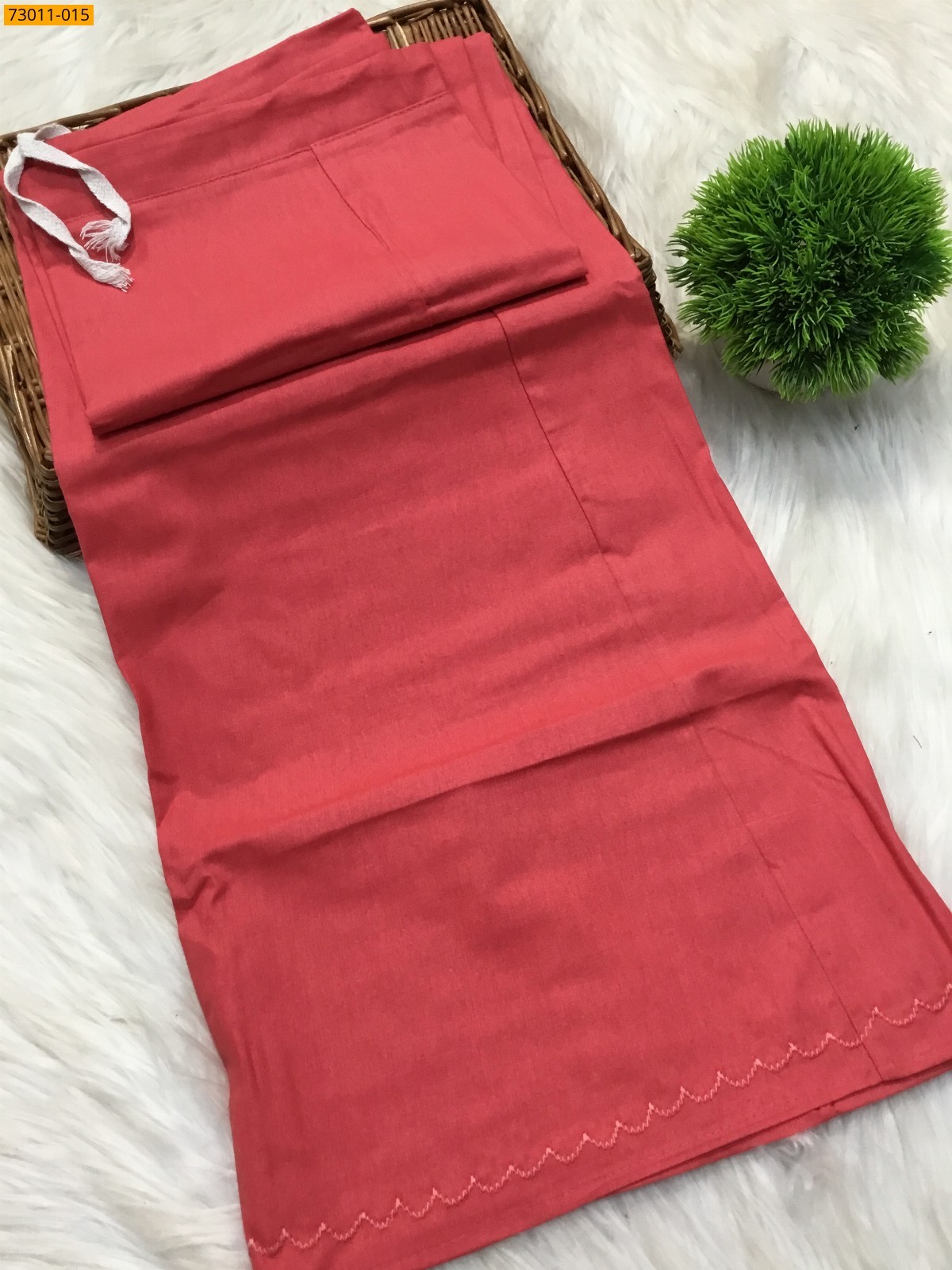 Red Premium Mangai Cotton Inskirt- 8 Part