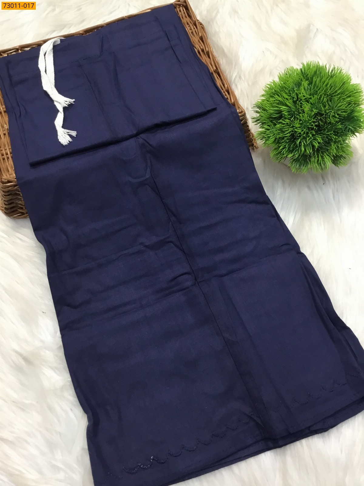 Navy Blue Premium Mangai Cotton Inskirt- 8 Part