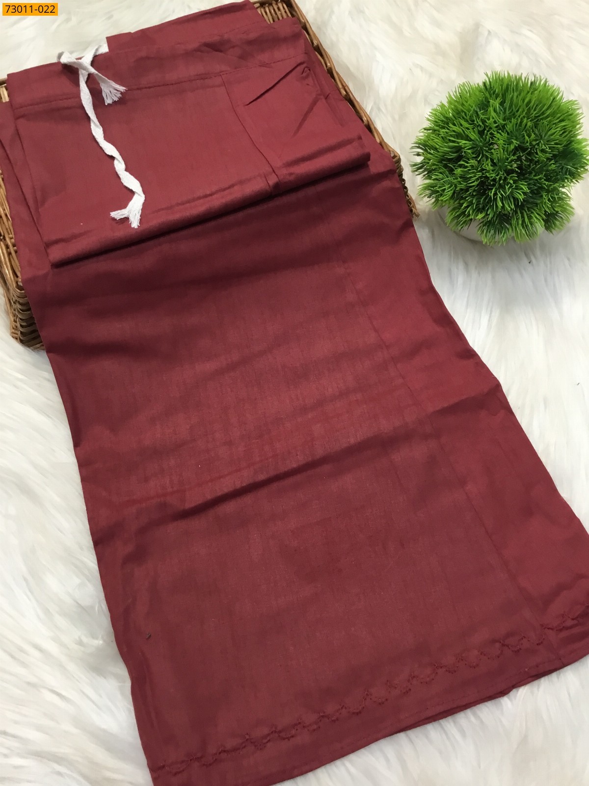 Maroon Premium Mangai Cotton Inskirt- 8 Part