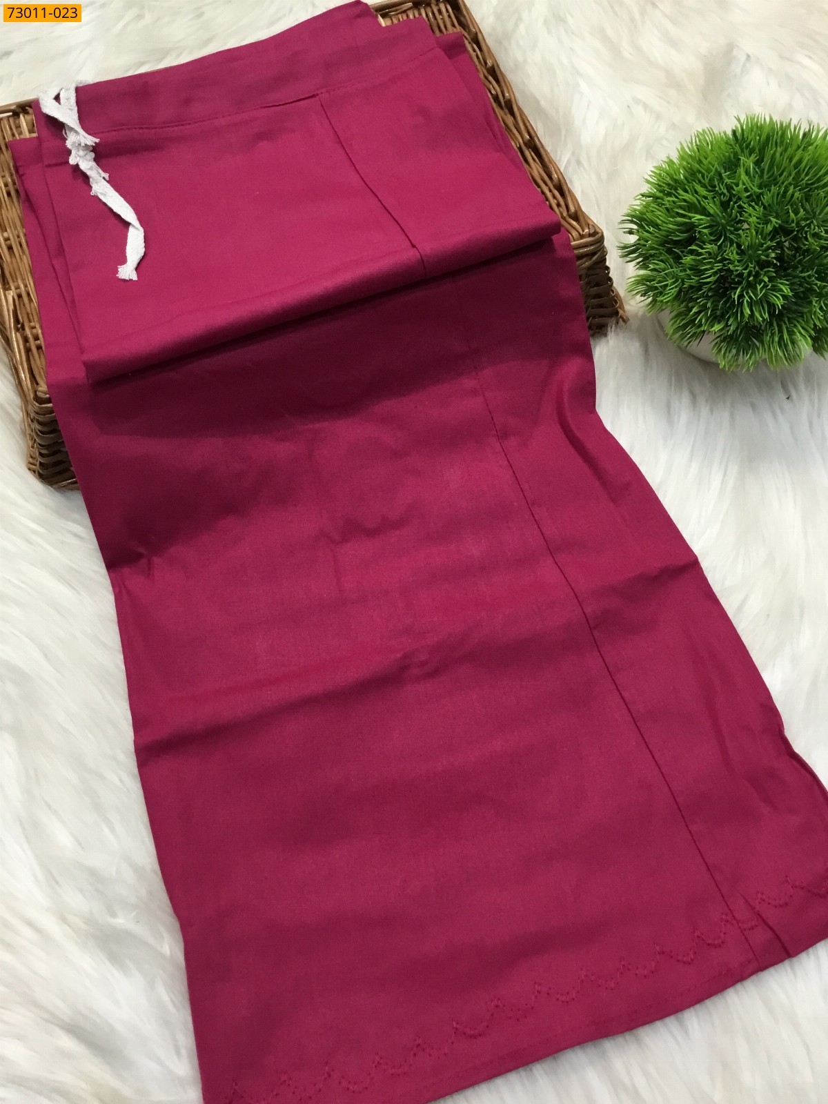 Pink Premium Mangai Cotton Inskirt- 8 Part