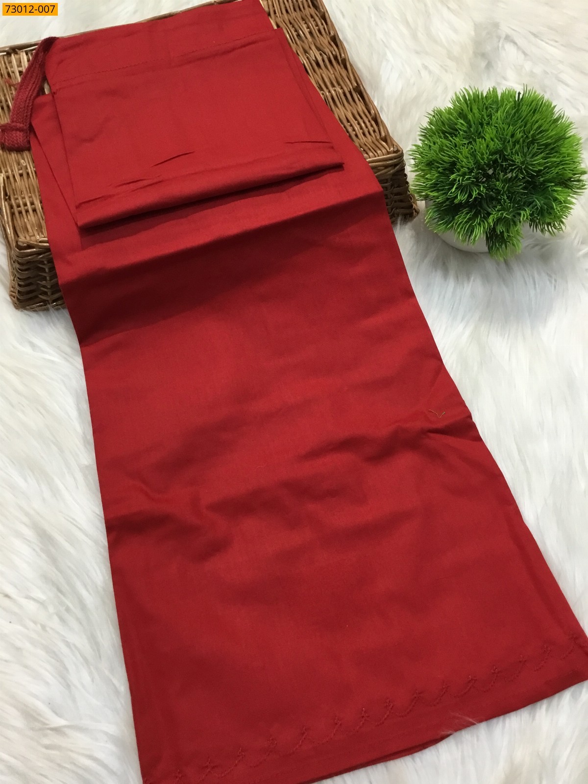 Red Premium Mangai Cotton Inskirt 7 Part