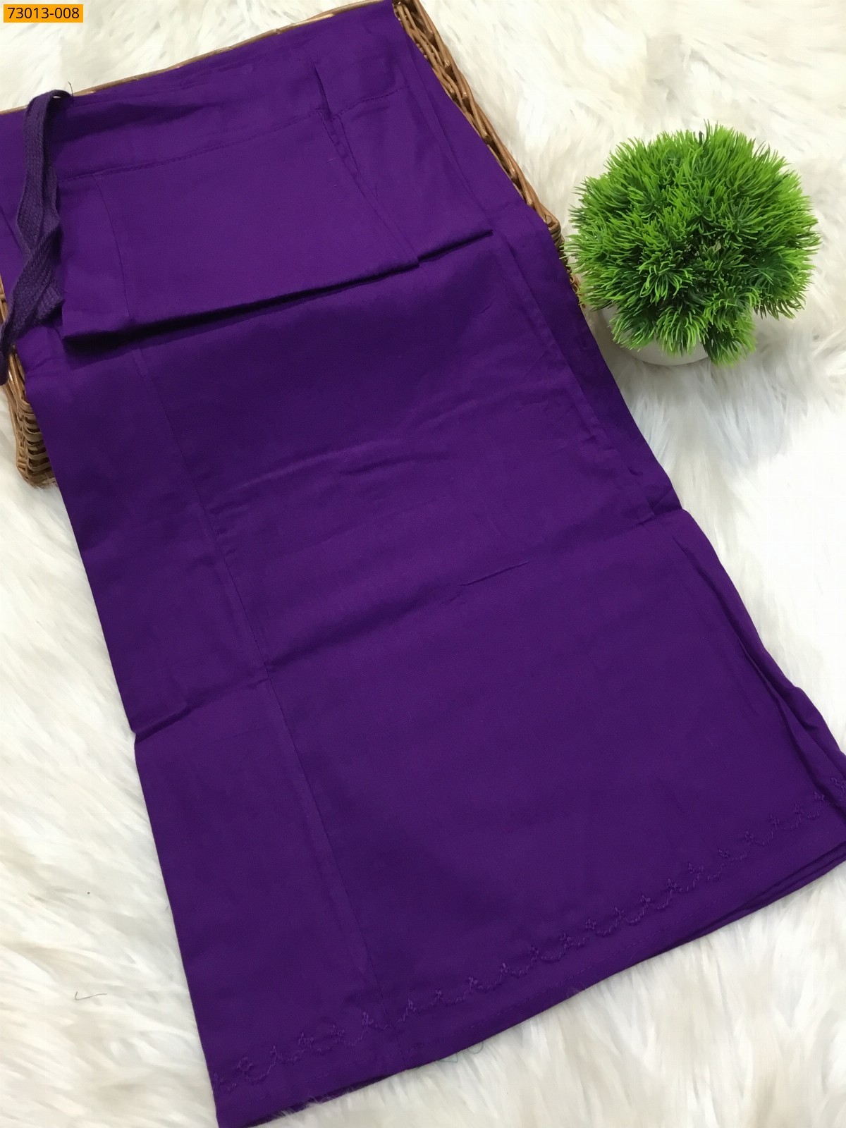 Purple Premium Mangai Cotton Inskirt 8 Part