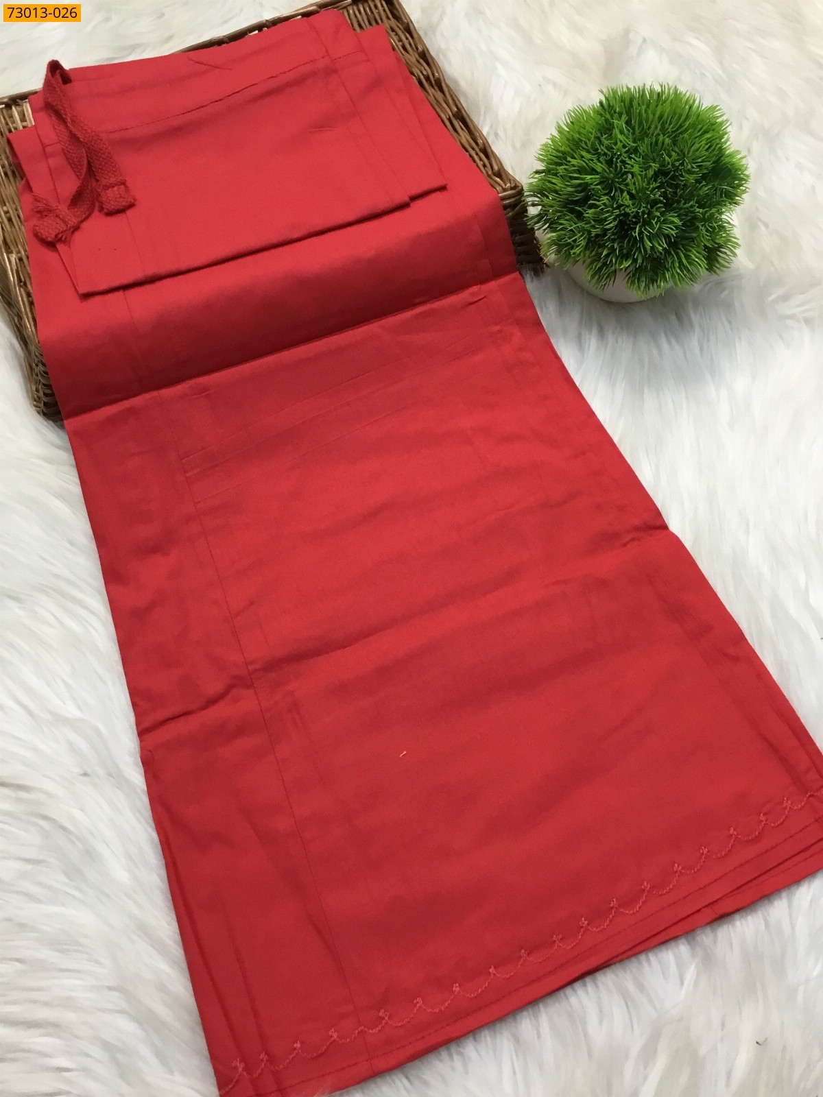 Red Premium Mangai Cotton Inskirt 8 Part
