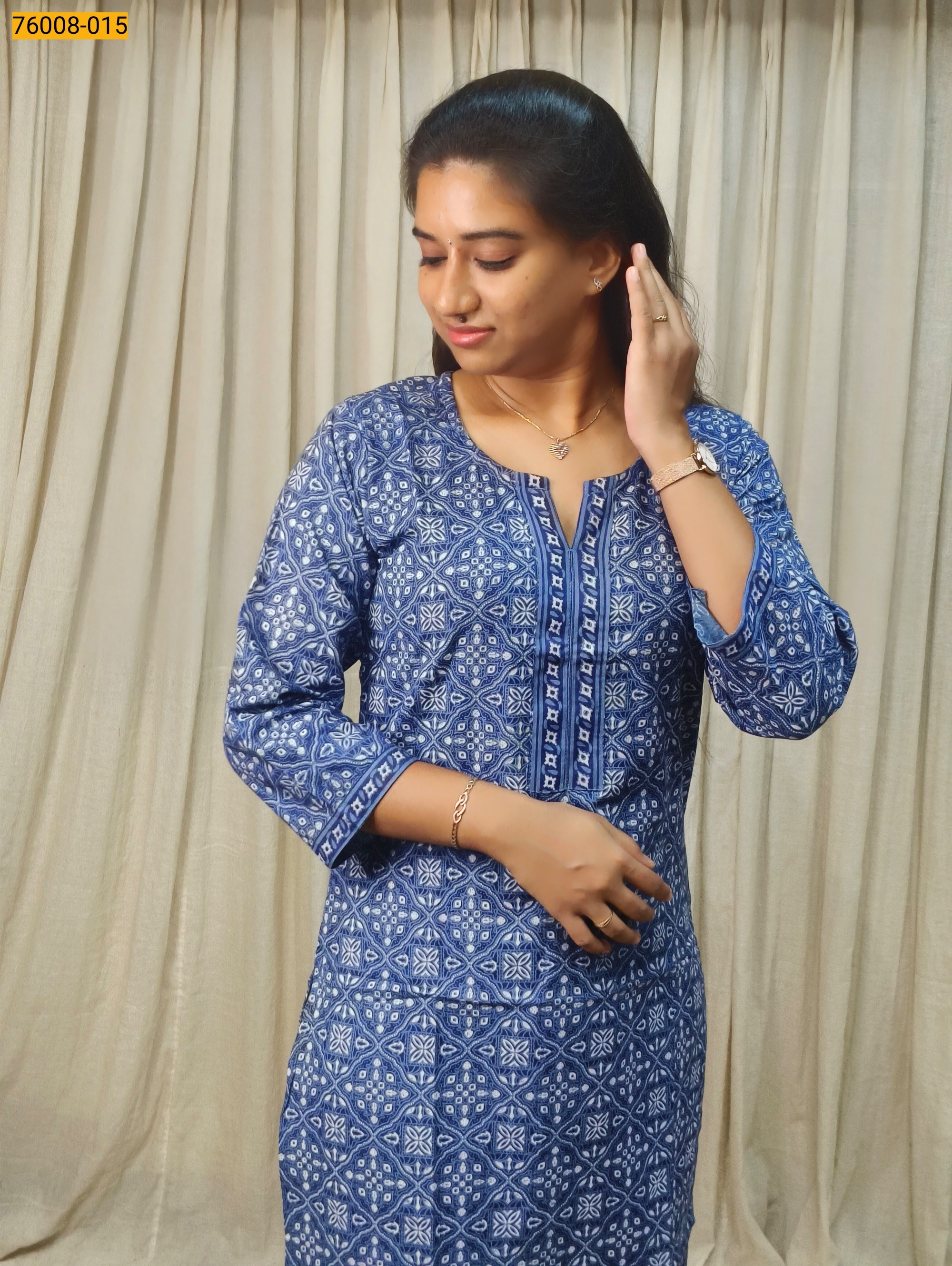 Blue Pure Soft Mulmul Cotton Kurti