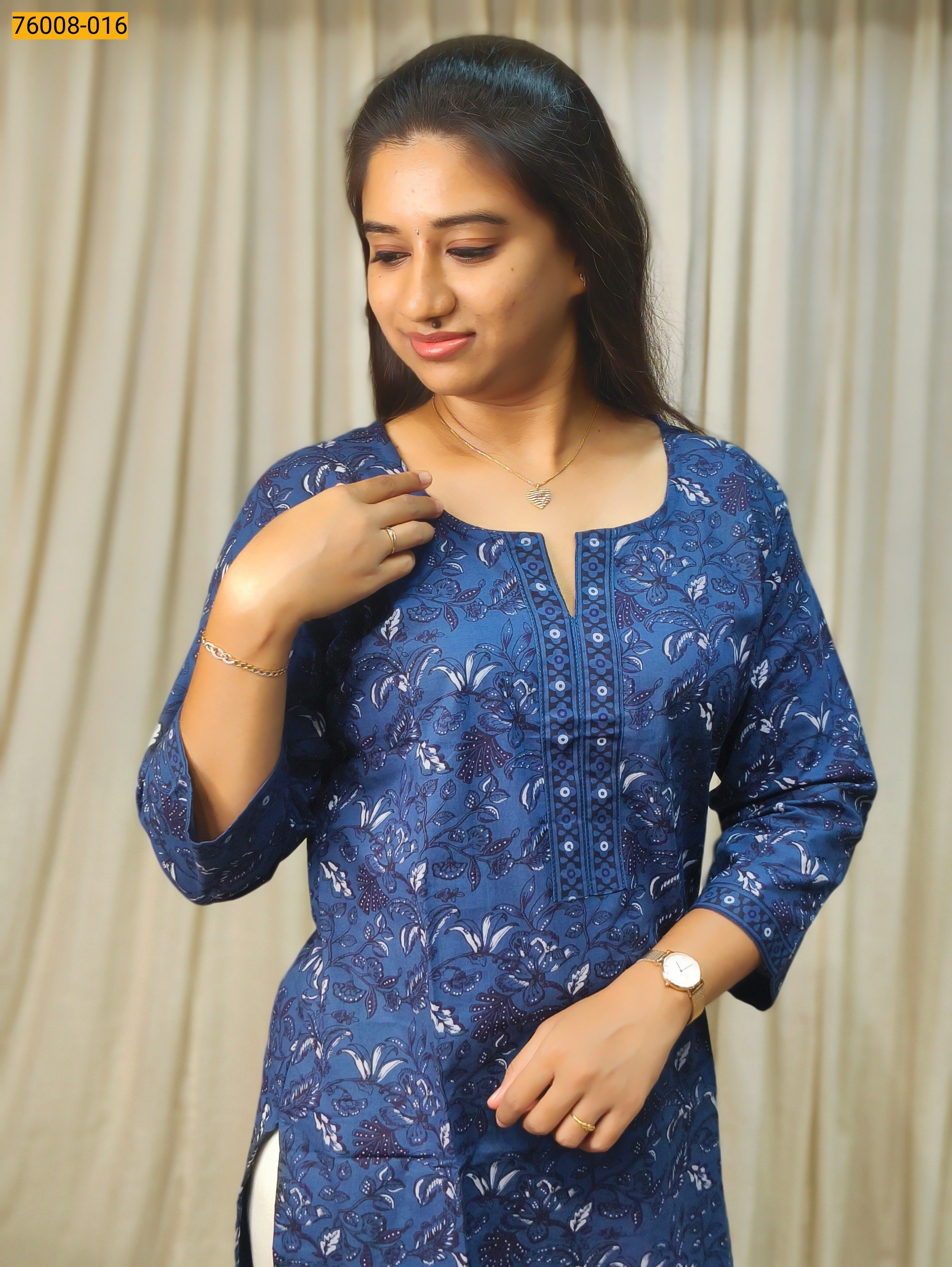 Blue Pure Soft Mulmul Cotton Kurti