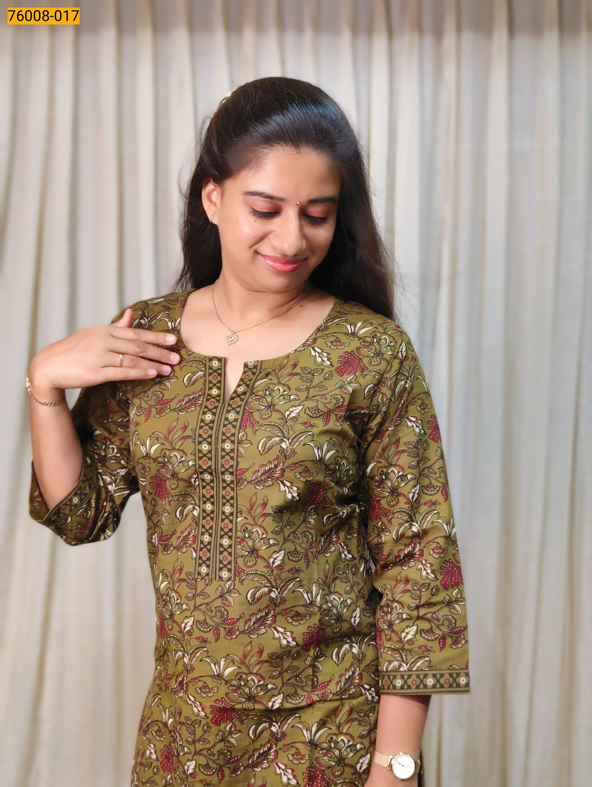 Olive Green Pure Soft Mulmul Cotton Kurti