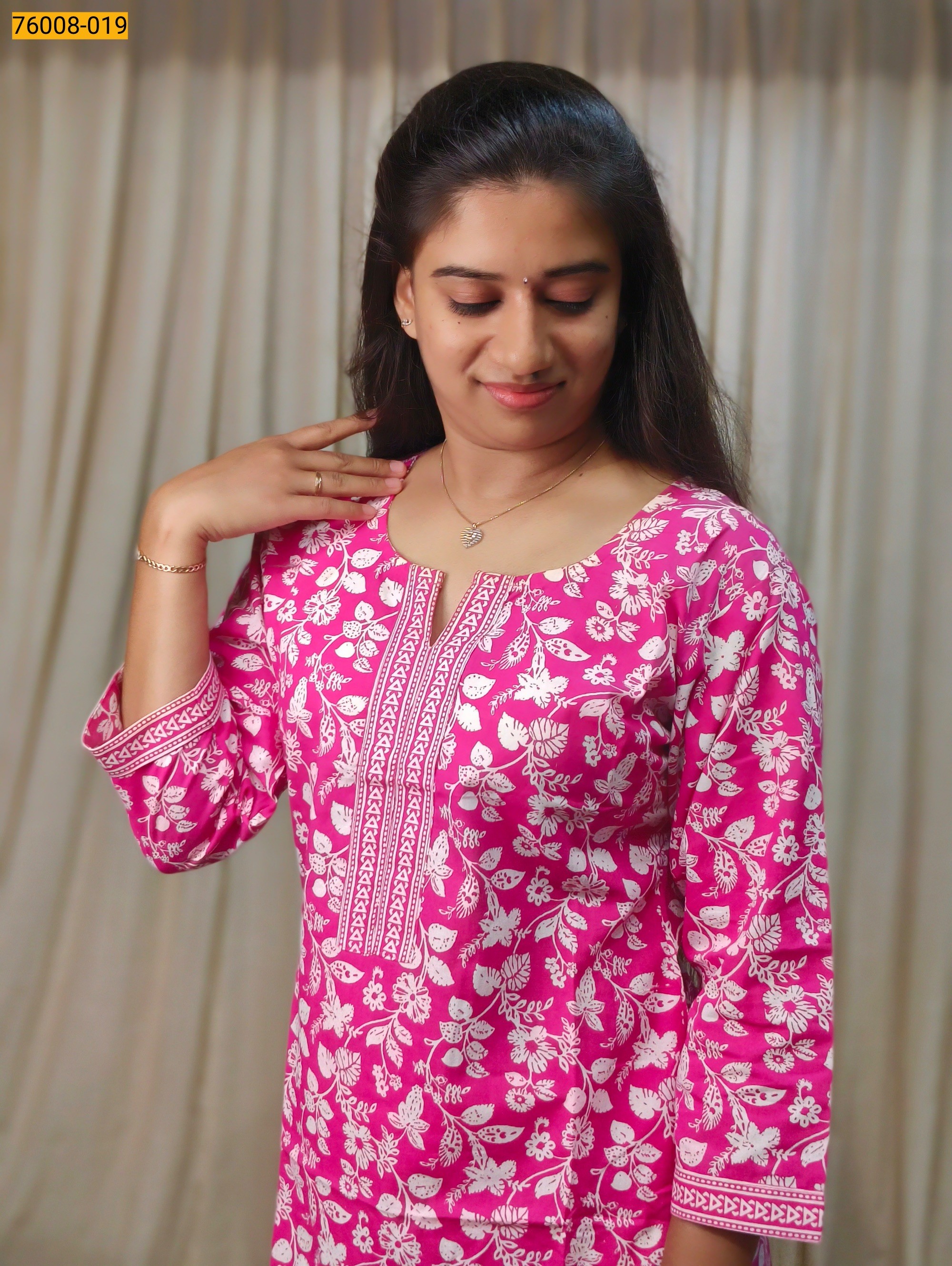 Pink Pure Soft Mulmul Cotton Kurti