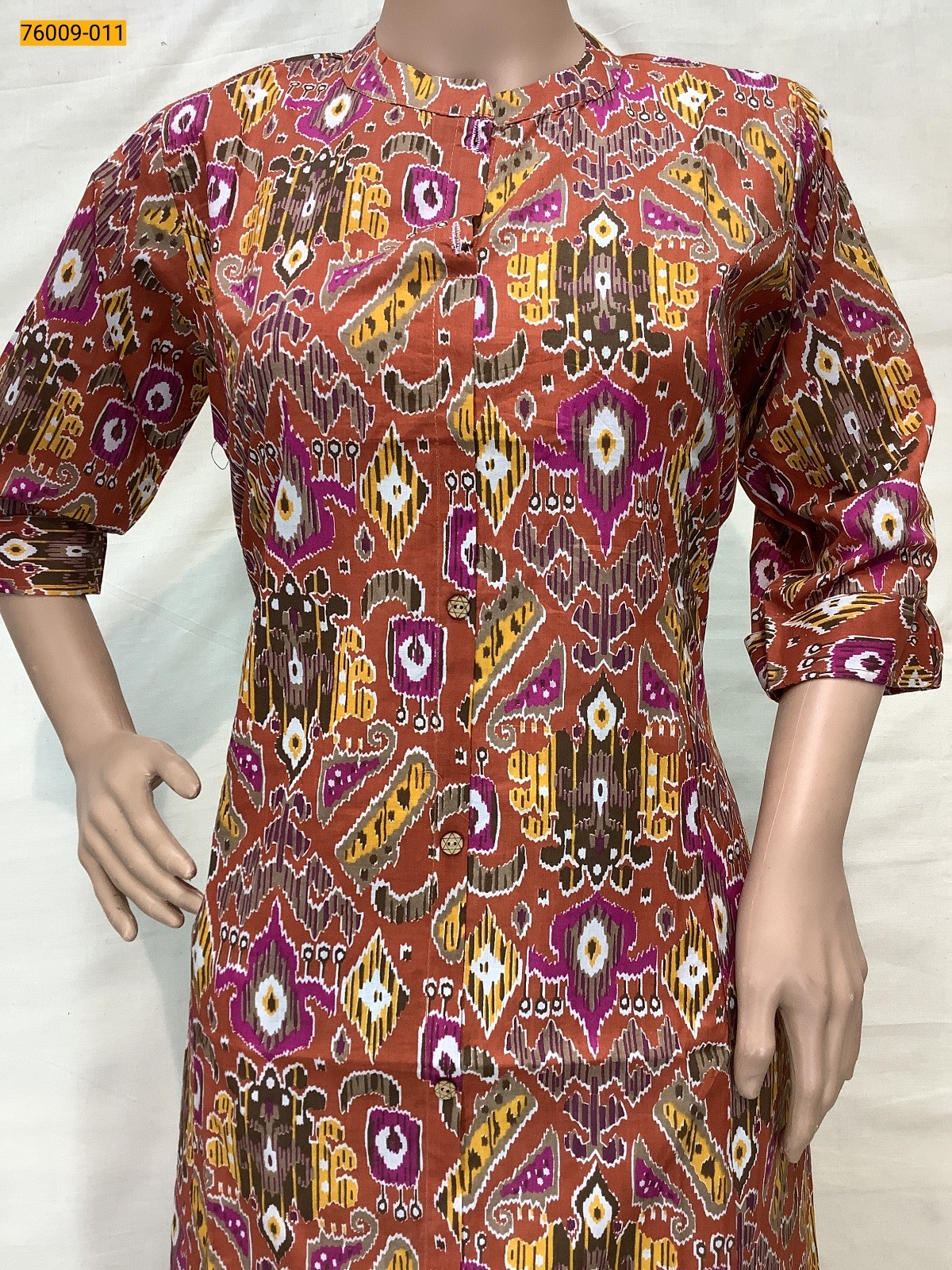 Orange Mulmul Pure Soft Cotton Kurti