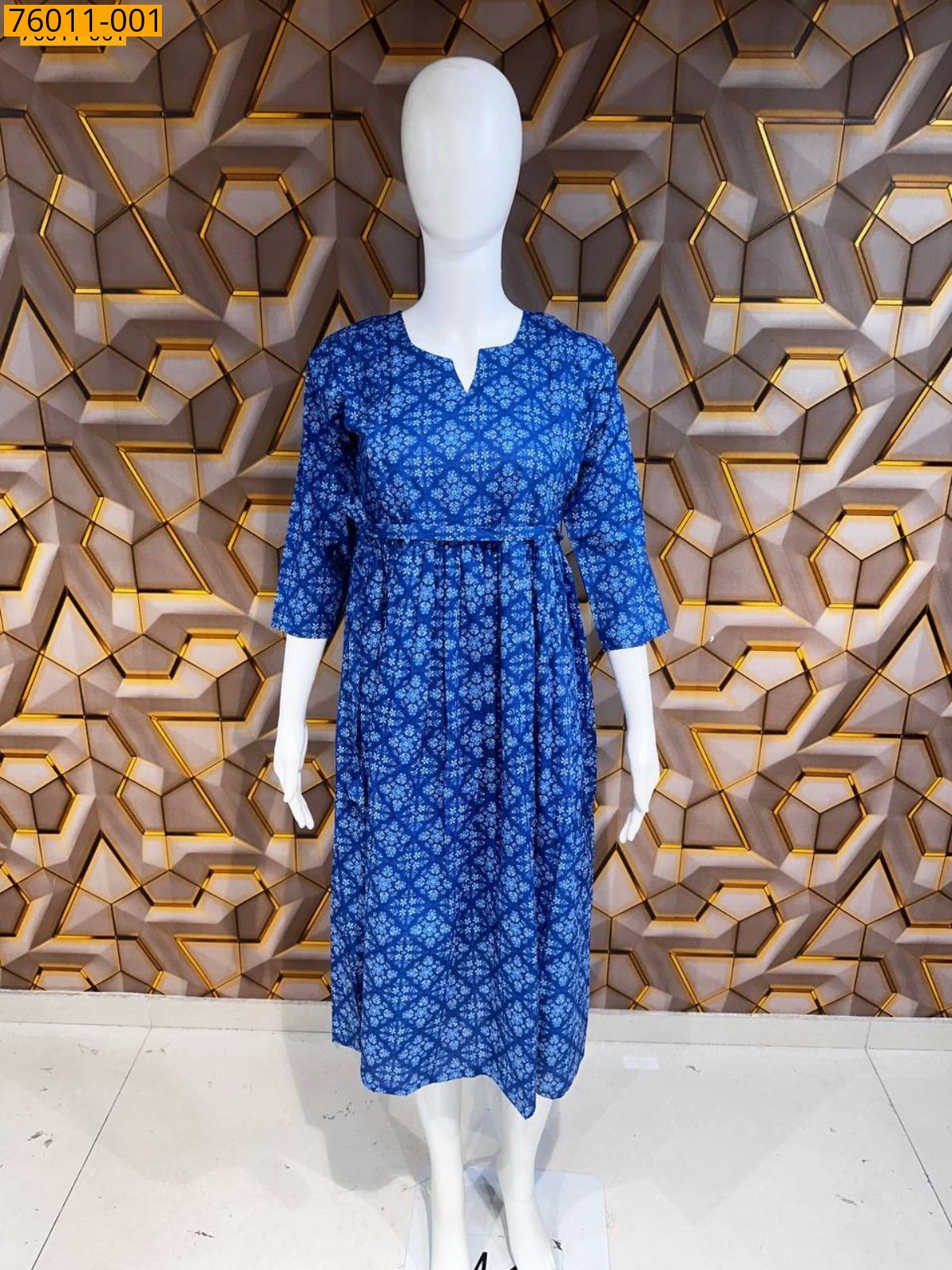 Blue Printed Feeding Mulmul Cotton Kurti