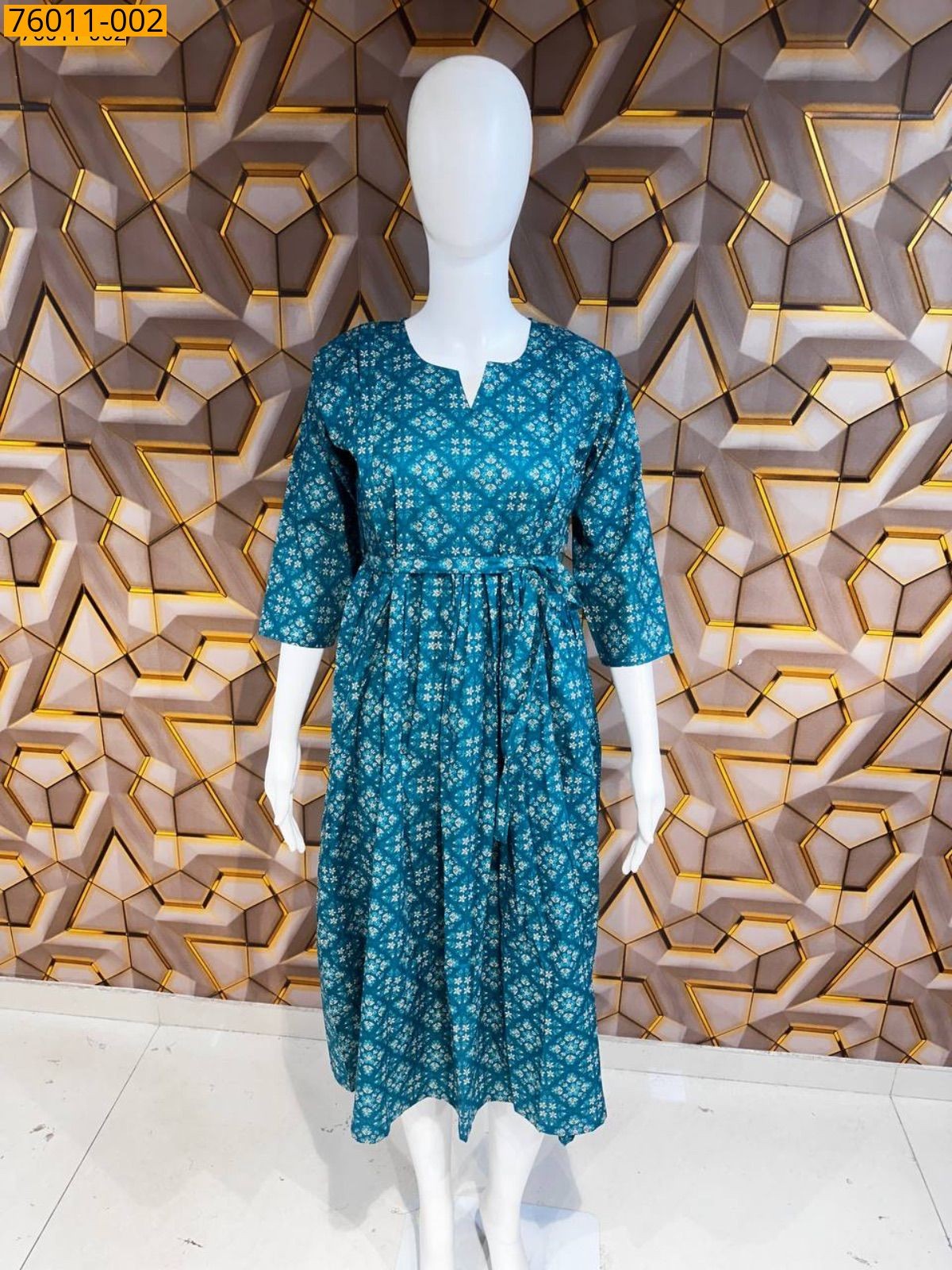 Rama Green Printed Feeding Mulmul Cotton Kurti