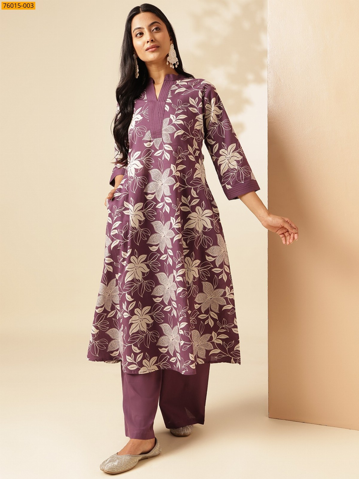 Fancy cotton kurti Palazza set - Purple