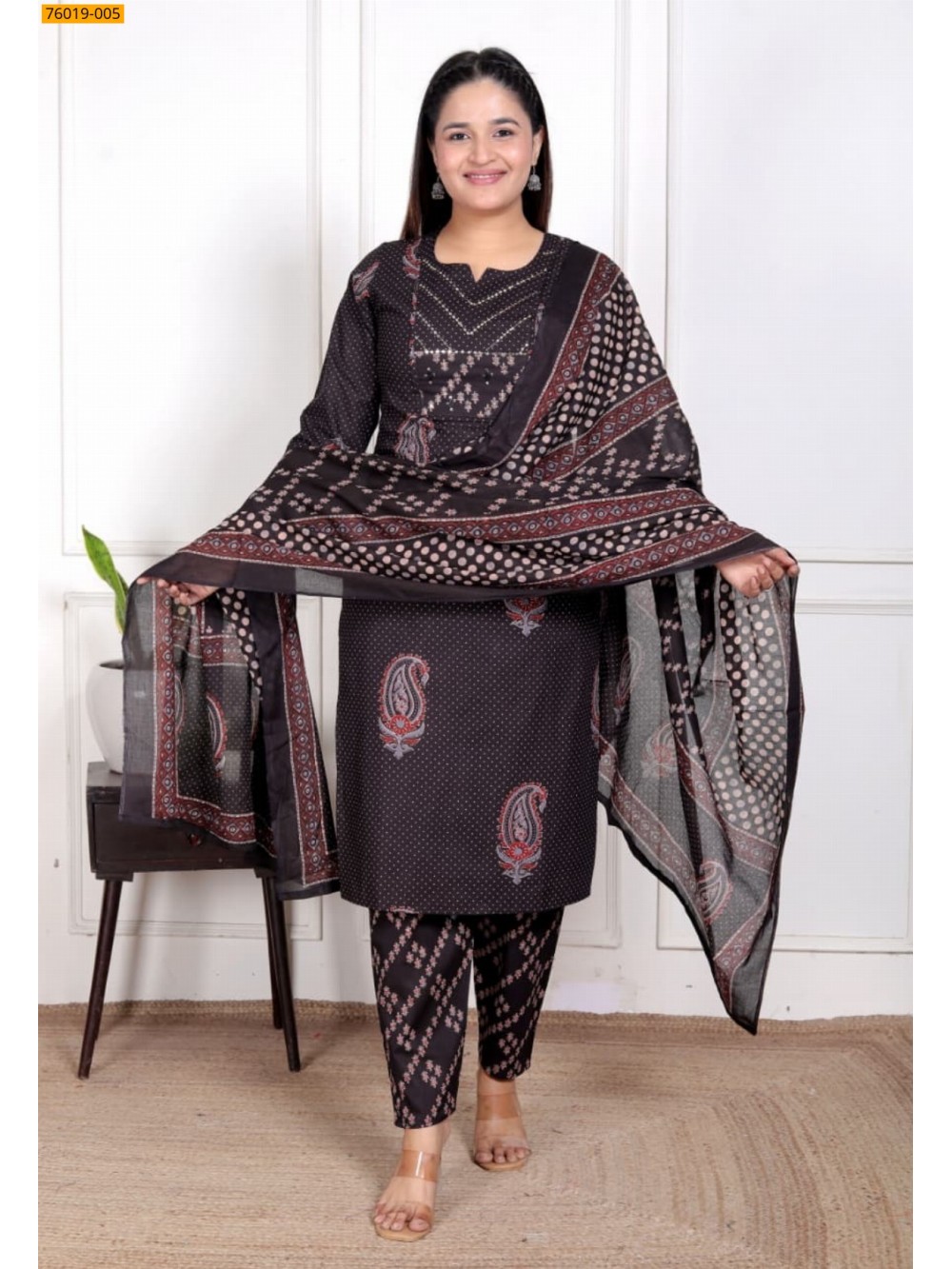 Black Premium Cotton Salwar Stitched Suit Black Premium Cotton Salwar Stitched Suit