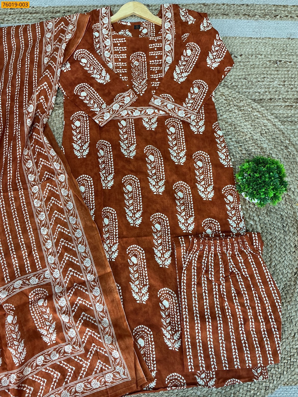 Orange Premium Cotton Salwar Stitched Suit