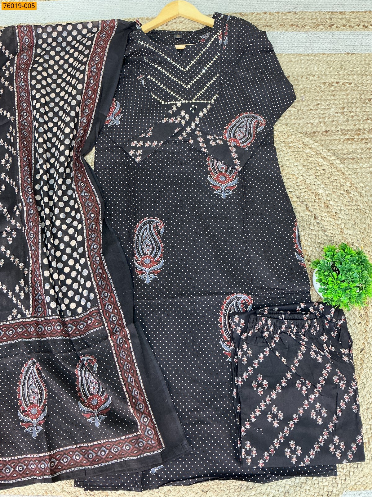 Black Premium Cotton Salwar Stitched Suit