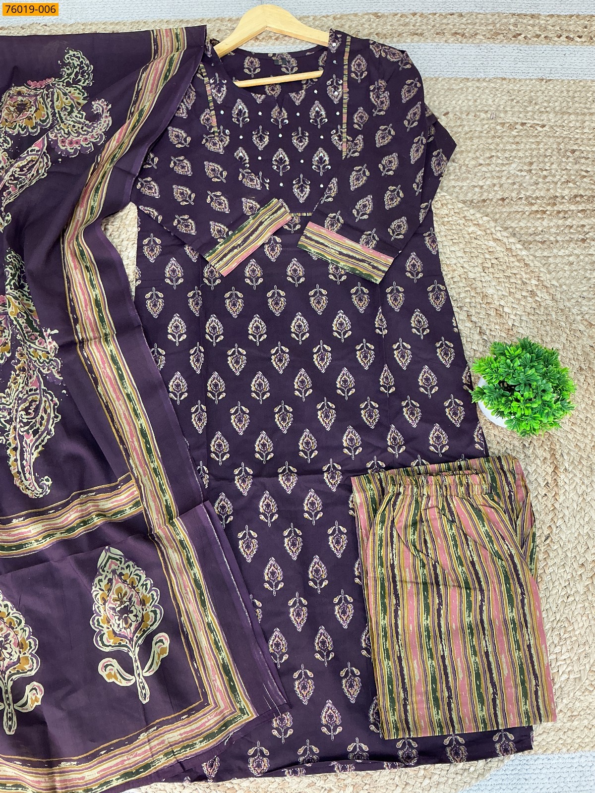 Purple Premium Cotton Salwar Stitched Suit