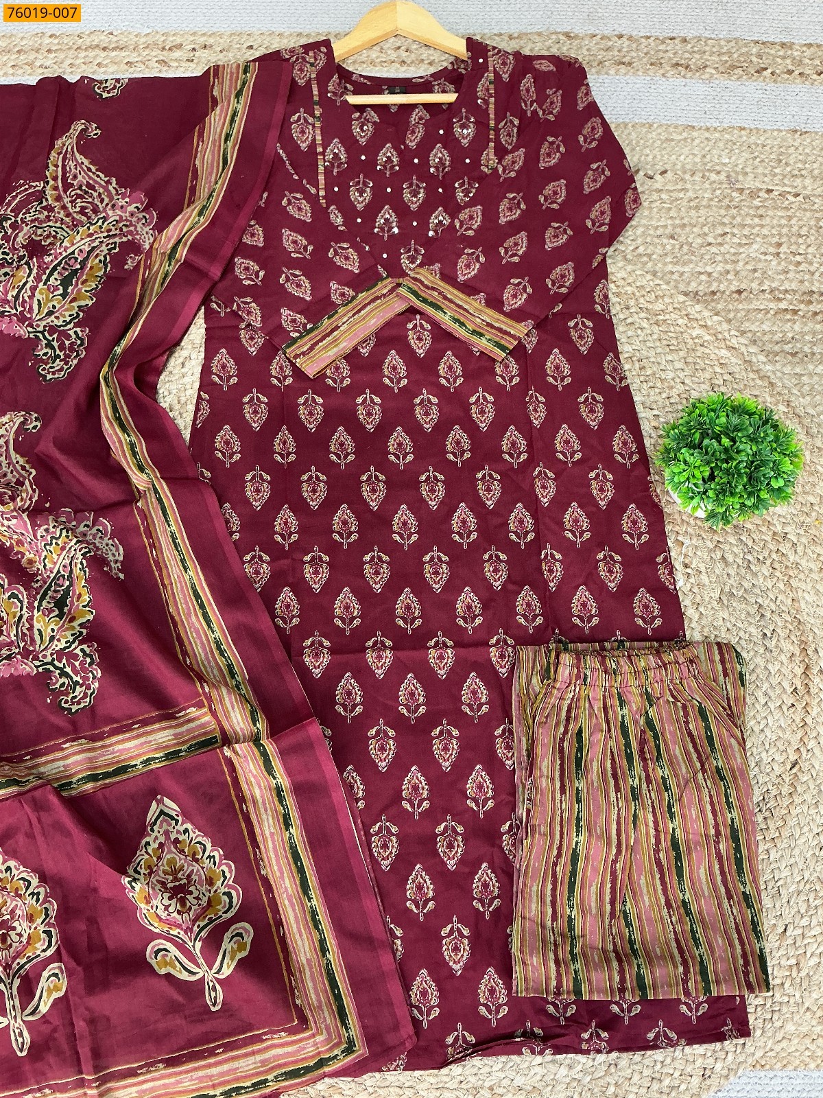 Maroon Premium Cotton Salwar Stitched Suit