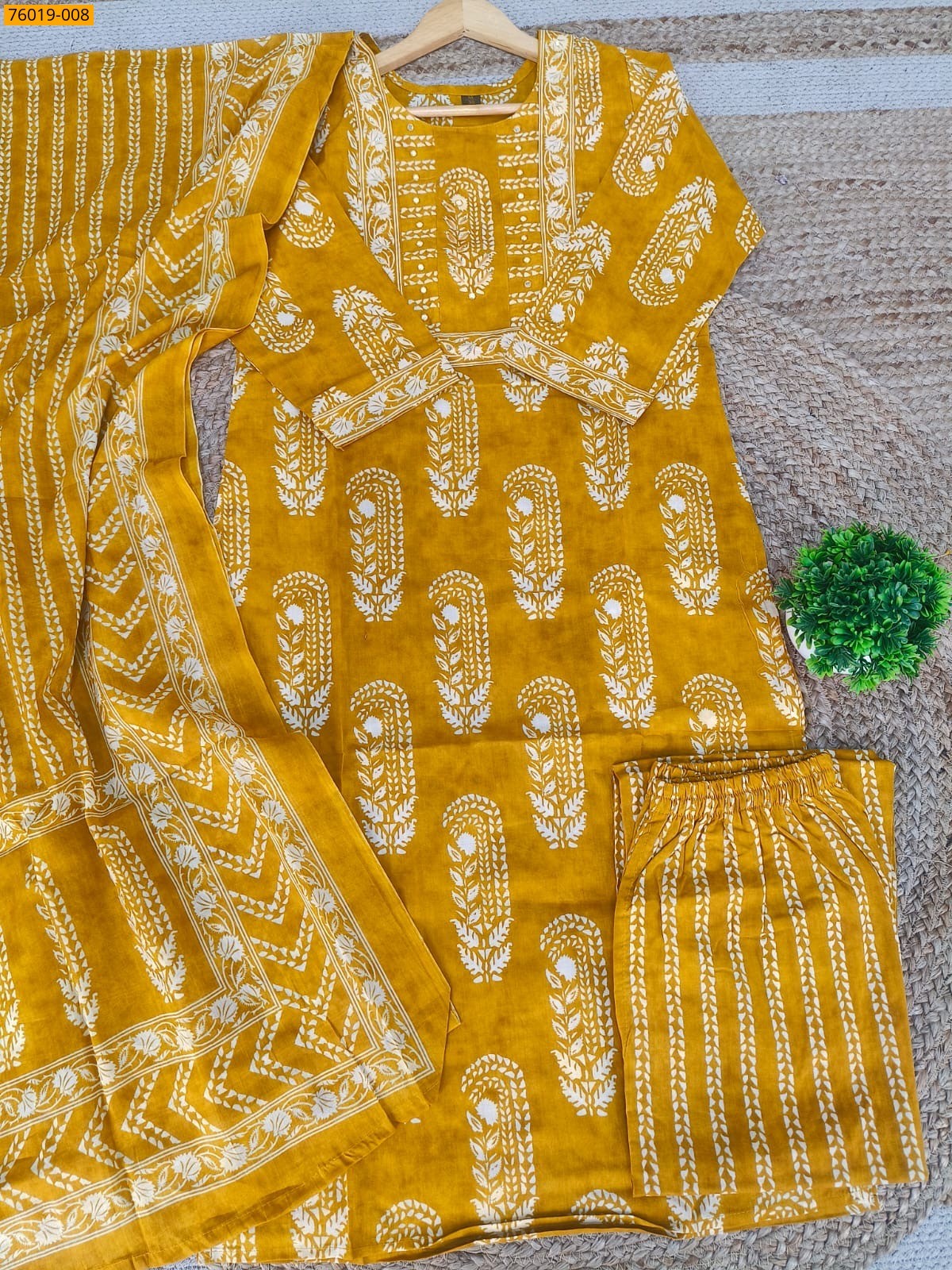Yellow Premium Cotton Salwar Stitched Suit