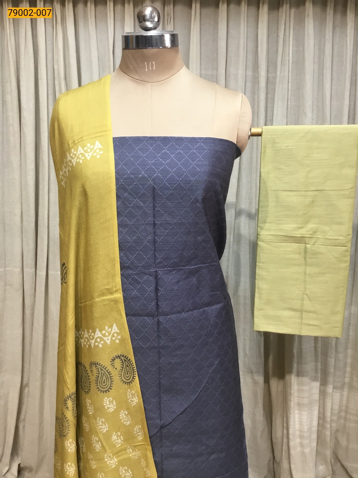 Gray Handloom Chudithar Material