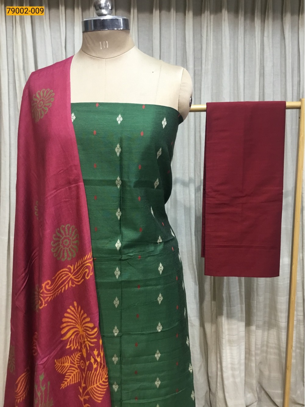 Green Handloom Chudithar Material