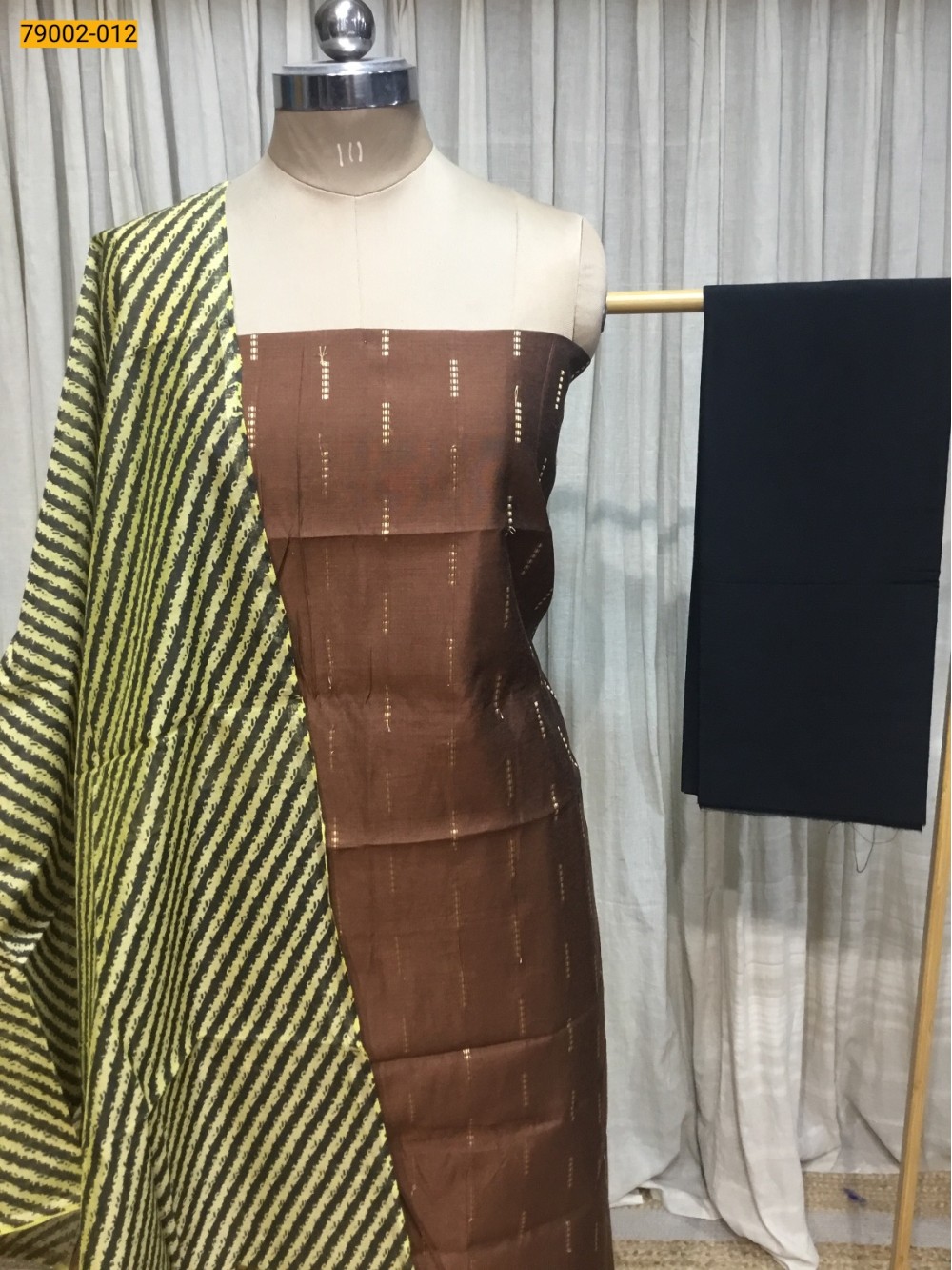 Brown Handloom Chudidhar Material