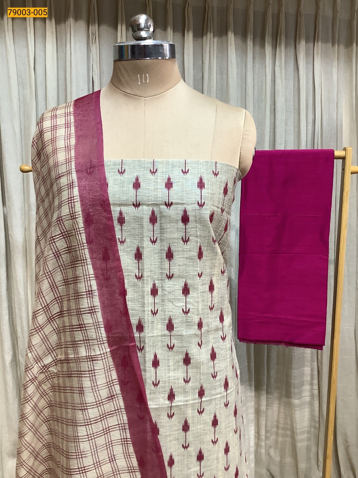 Gray Handloom Chudithar Material