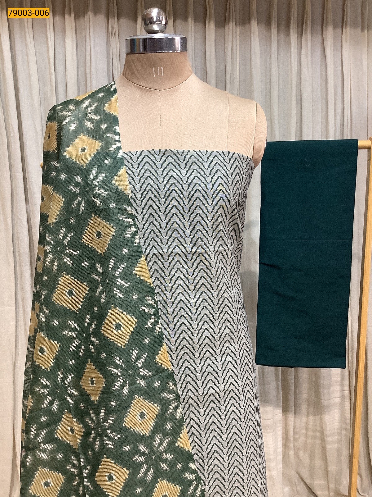 Green Handloom Chudithar Material